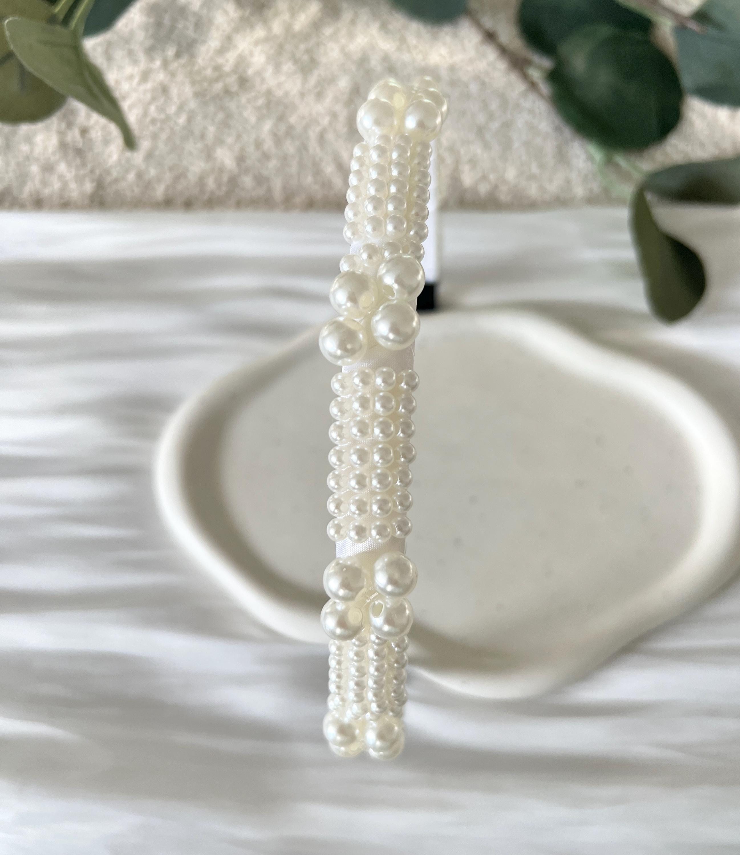 Braut Haarschmuck, weiße Perlen, Haarreif, Hochzeit Schmuck, Perlenhaarreif, Perlenschmuck, Brauthaarschmuck, Brautschmuck, Standesamt