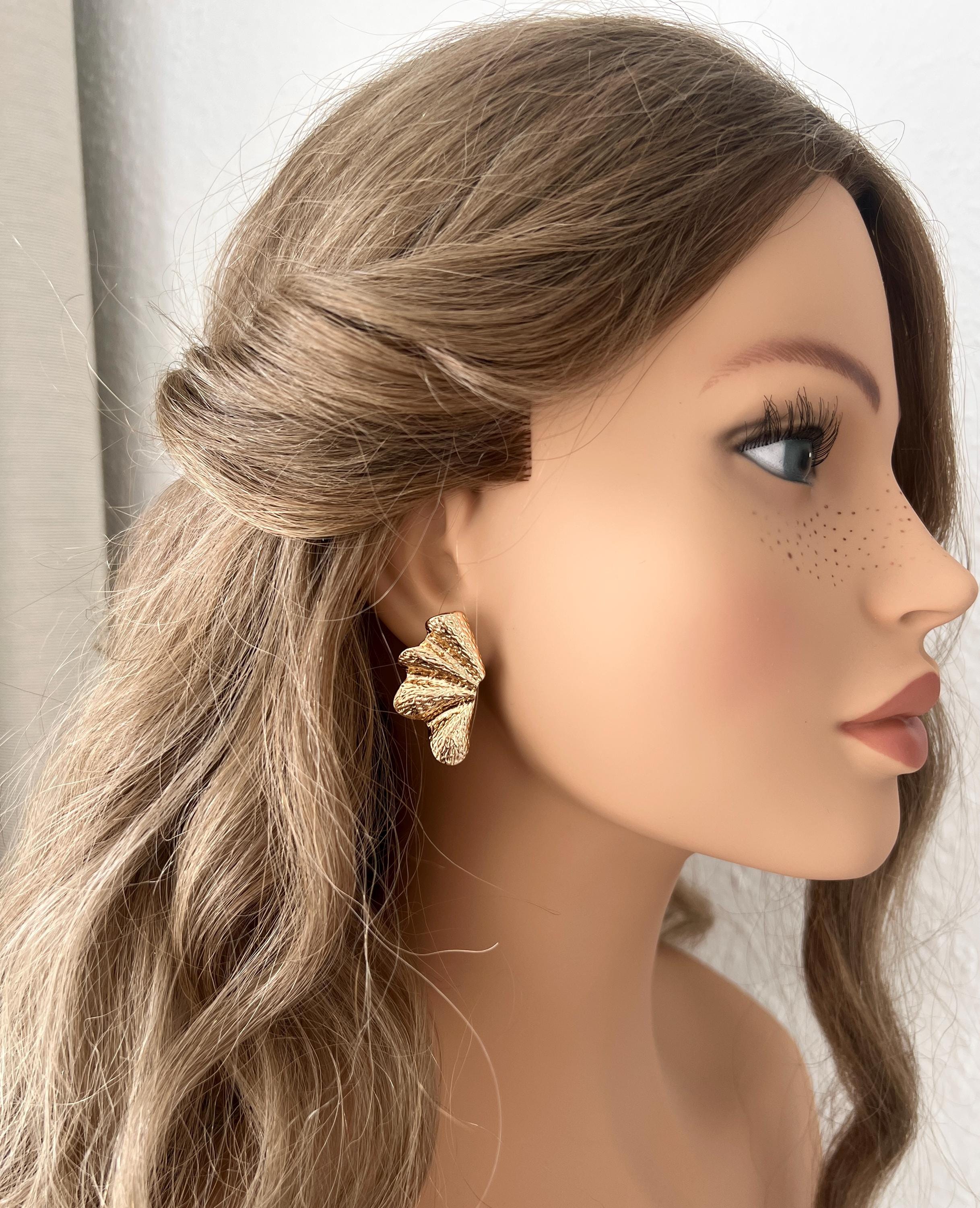 Ohrstecker Blätter Braut, Gold, moderner Schmuck Standesamt, Brautohrringe, Ohrringe Brautjungfer, Trauzeugin, Schmuck Hochzeit, feiner Ohrschmuck