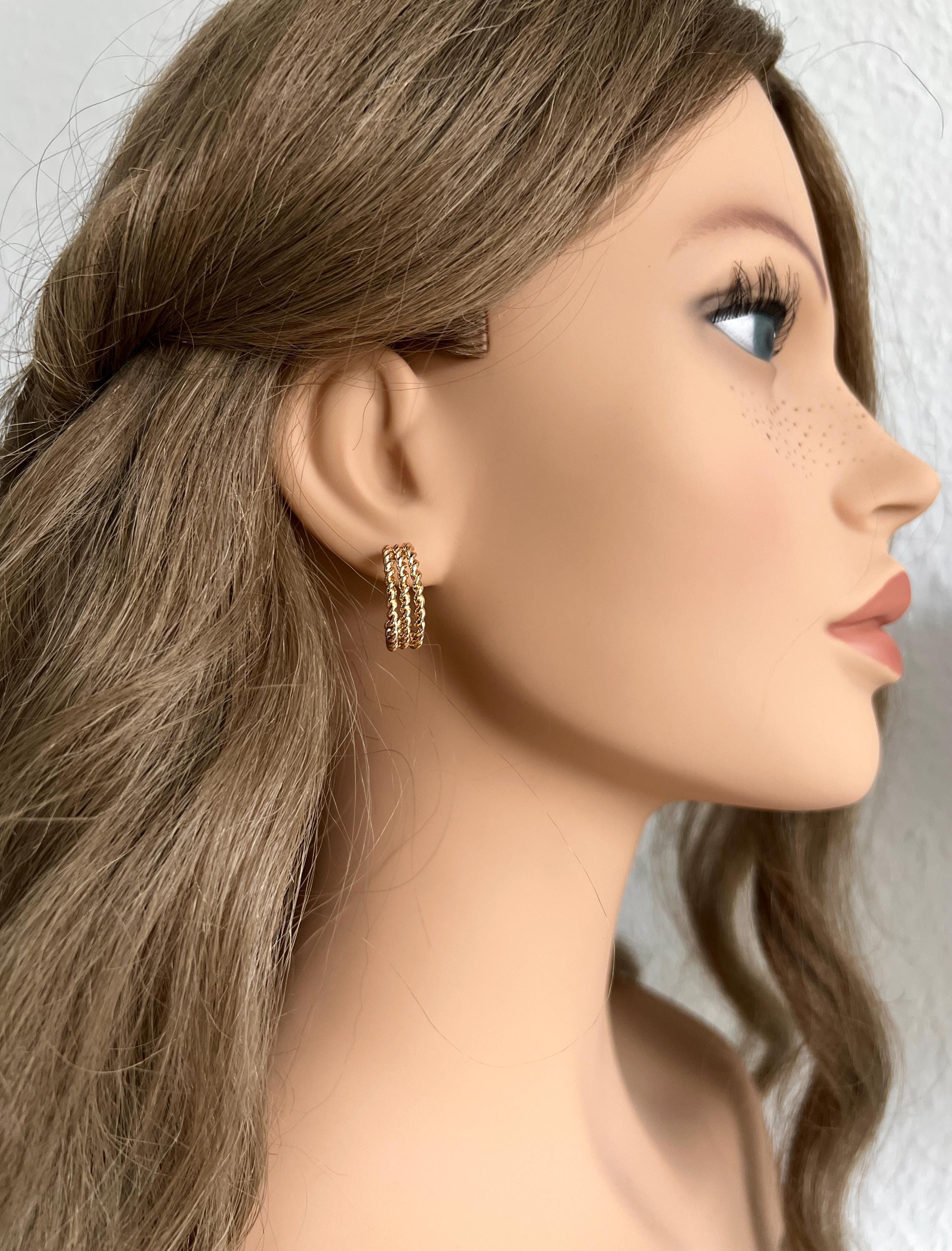 Creolen, Gold, gedreht, runde Ohrringe, moderner Schmuck, Ohrstecker, Ohrschmuck