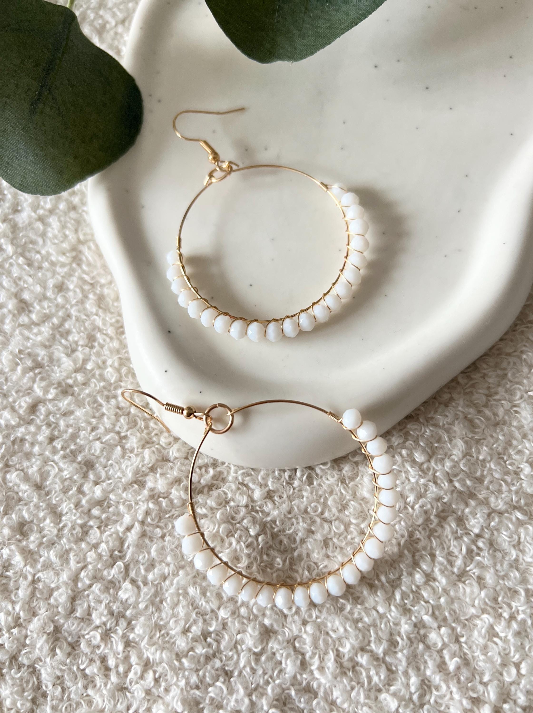 Brautohrringe, Standesamtohrringe, Brautschmuck, Gold, weiße Perlen, Ohrringe, Braut, Brautohrringe, Perlenschmuck