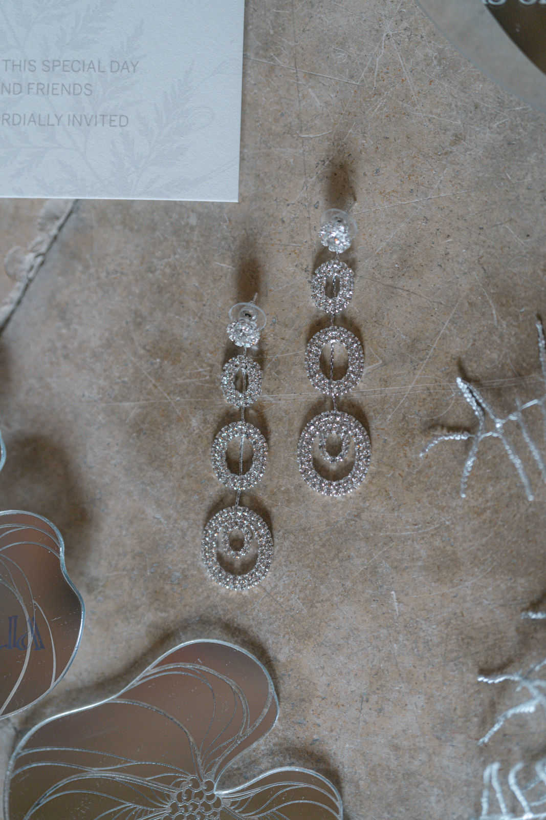 Ohrringe Braut, Silber, lange Hängeohrringe, glänzende Ohrstecker