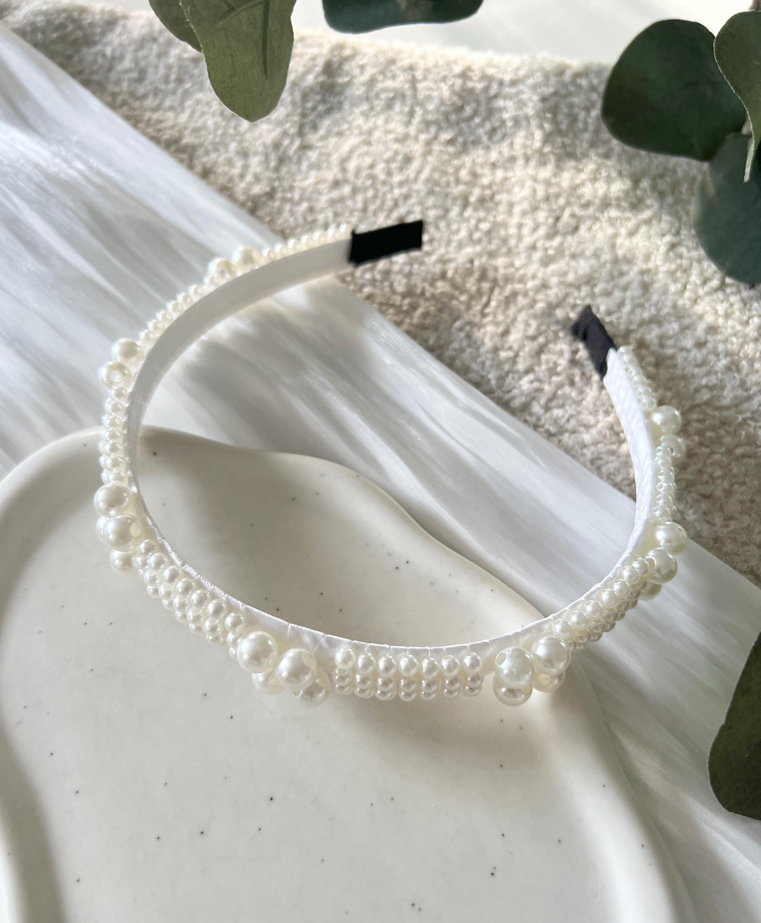 Braut Haarschmuck, weiße Perlen, Haarreif, Hochzeit Schmuck, Perlenhaarreif, Perlenschmuck, Brauthaarschmuck, Brautschmuck, Standesamt