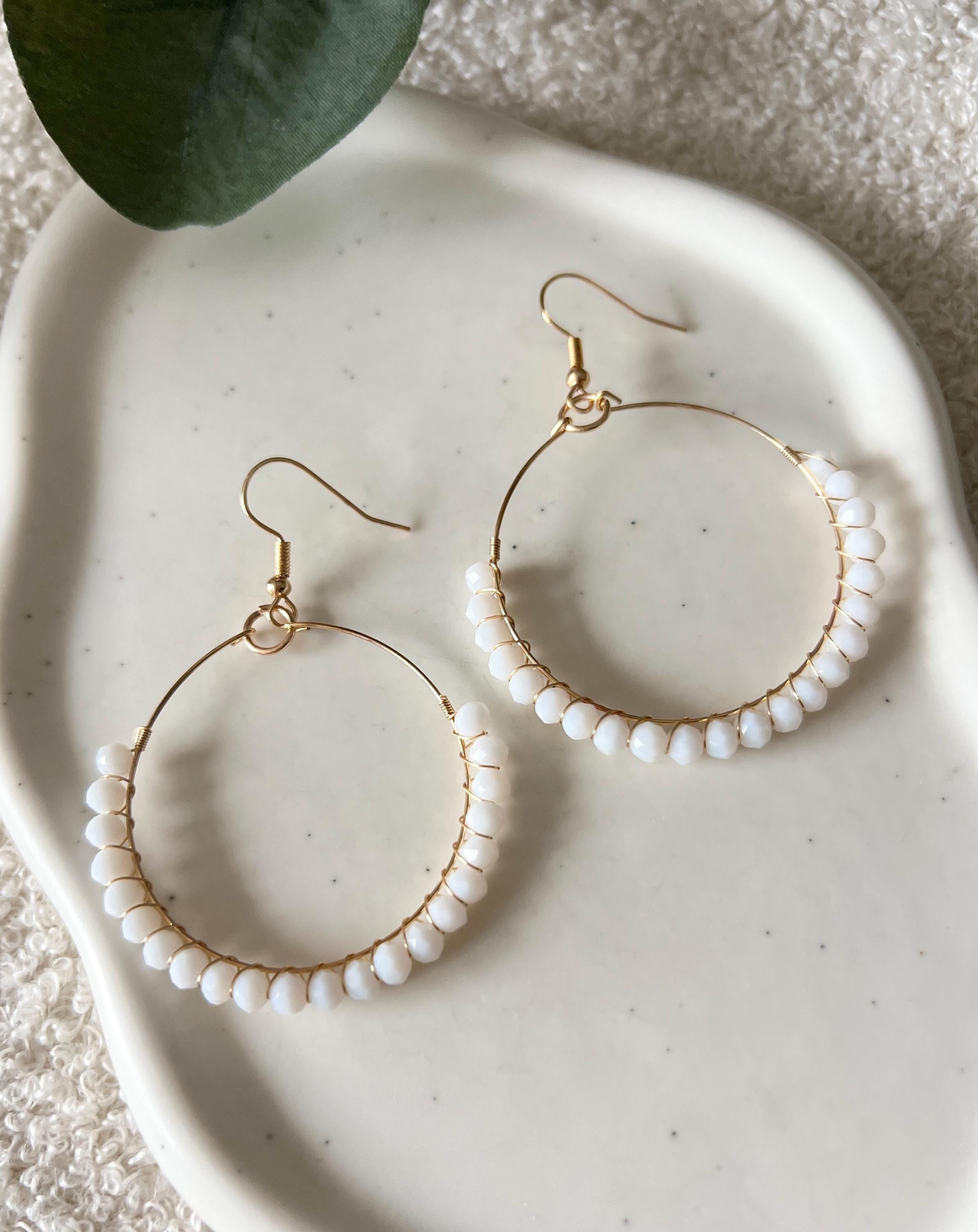 Brautohrringe, Standesamtohrringe, Brautschmuck, Gold, weiße Perlen, Ohrringe, Braut, Brautohrringe, Perlenschmuck