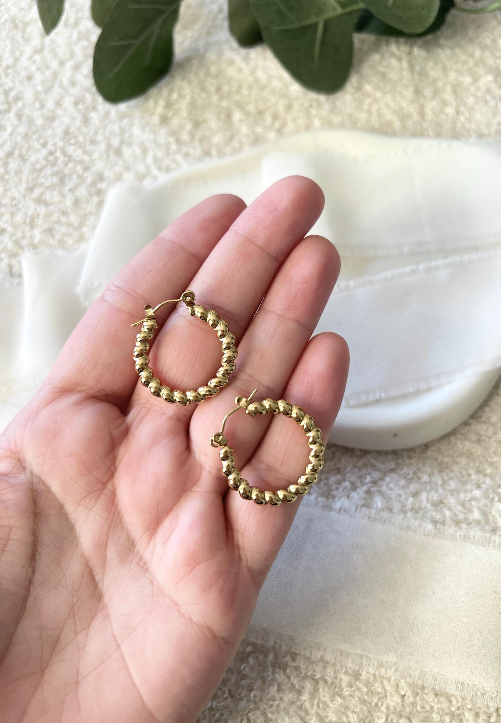 gedrehte Creolen, goldene Ohrringe, Gold, Edelstahl schmuck, Brautschmuck, Brautjungfer, Geschenk Weihnachten