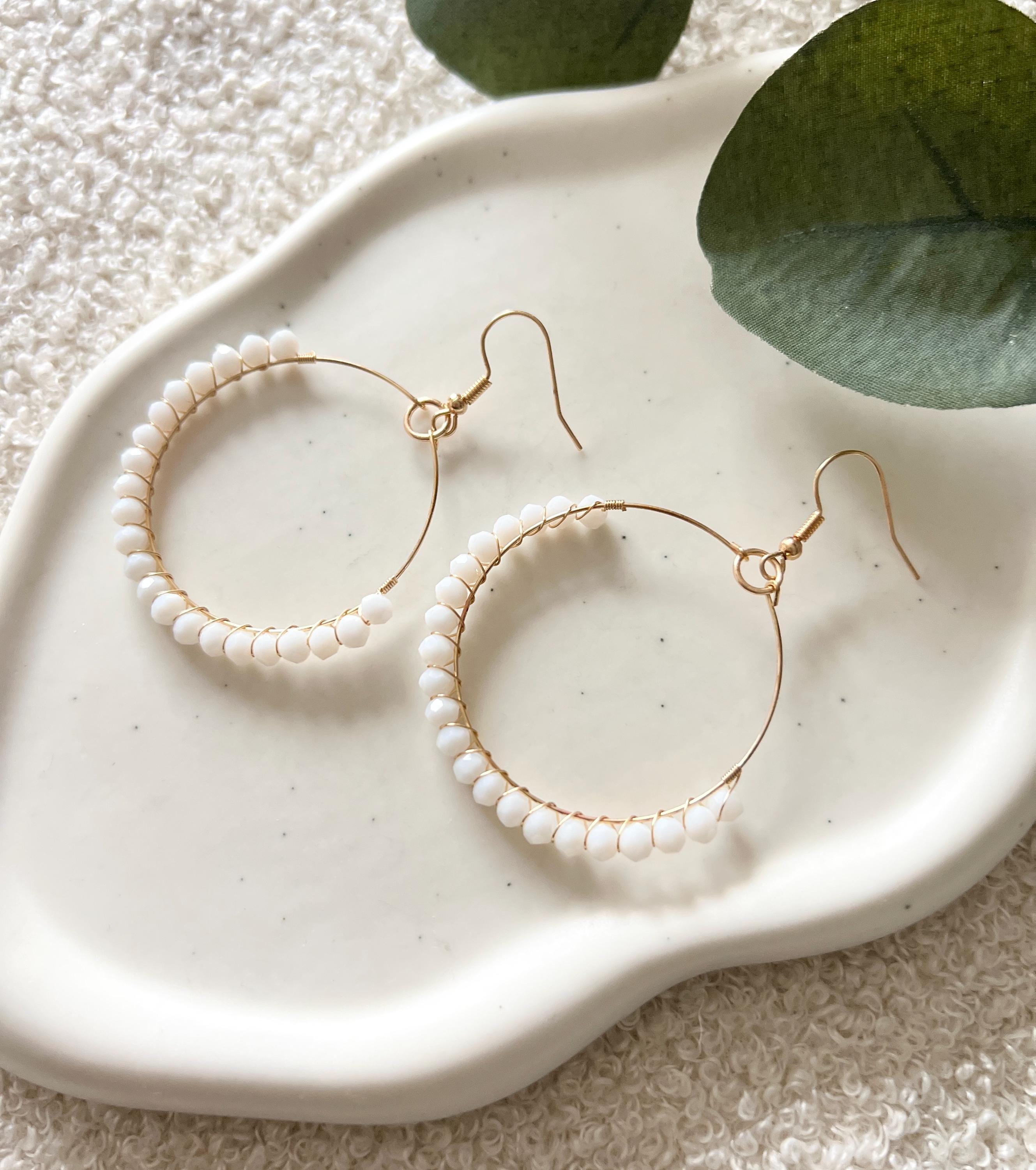 Brautohrringe, Standesamtohrringe, Brautschmuck, Gold, weiße Perlen, Ohrringe, Braut, Brautohrringe, Perlenschmuck