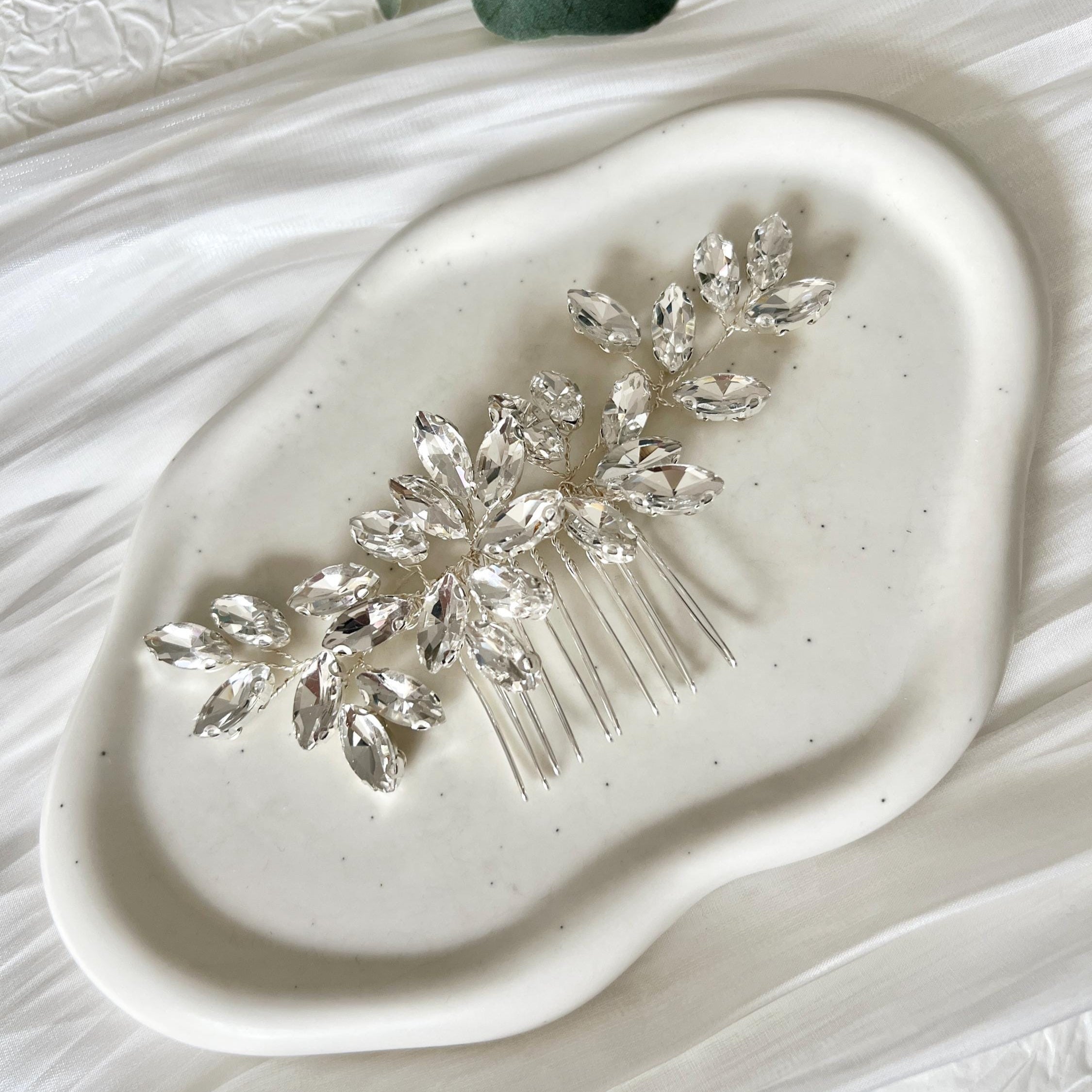 Haarkamm, silberner Strass, glänzender Haarschmuck, Braut, Schmuck Hochzeit, Silber, Brautschmuck, Brauthaarschmuck, modern