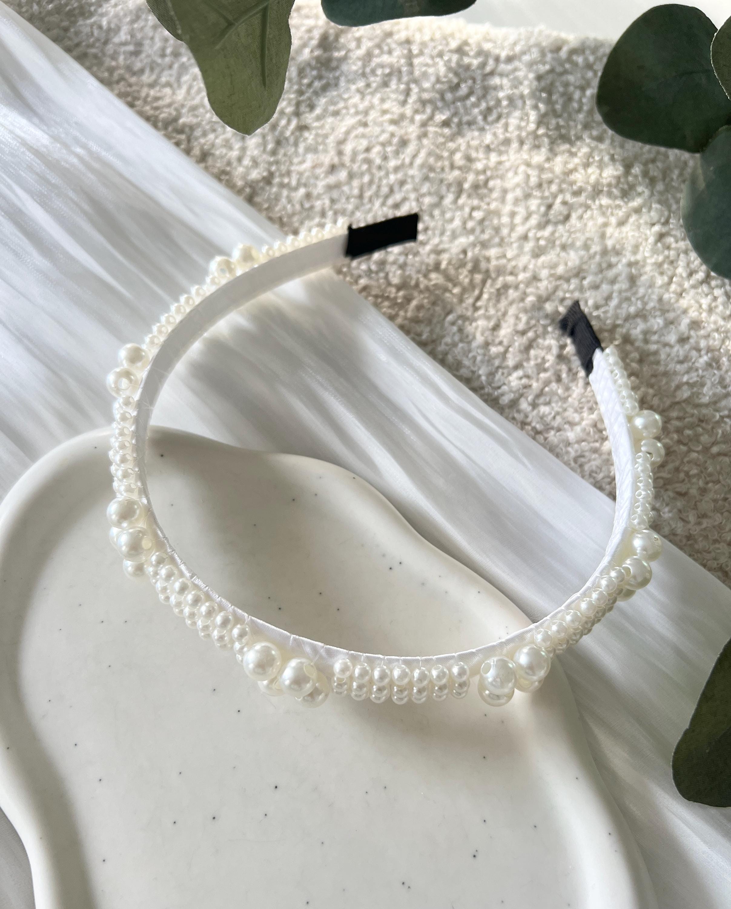 Braut Haarschmuck, weiße Perlen, Haarreif, Hochzeit Schmuck, Perlenhaarreif, Perlenschmuck, Brauthaarschmuck, Brautschmuck, Standesamt