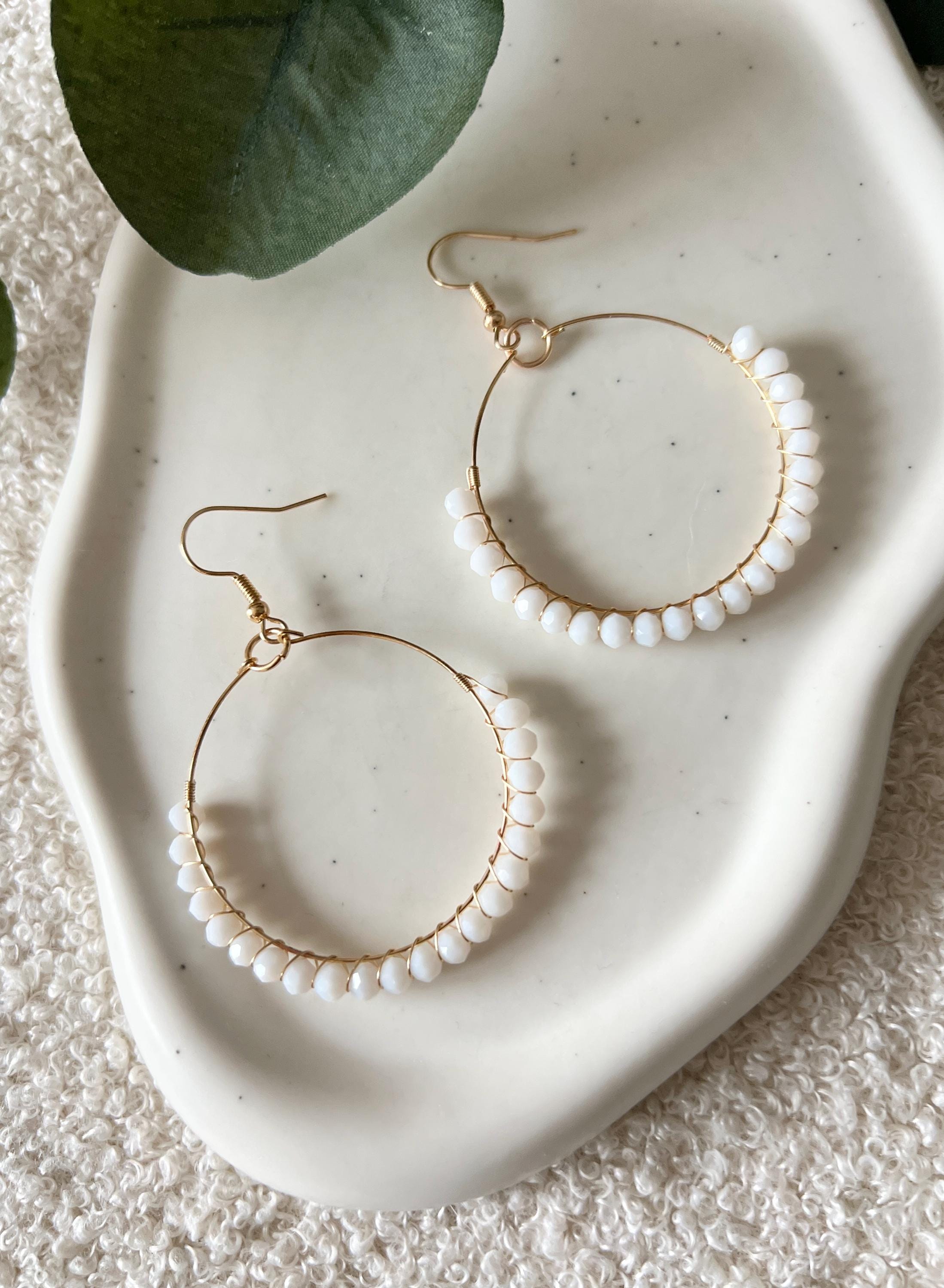 Brautohrringe, Standesamtohrringe, Brautschmuck, Gold, weiße Perlen, Ohrringe, Braut, Brautohrringe, Perlenschmuck