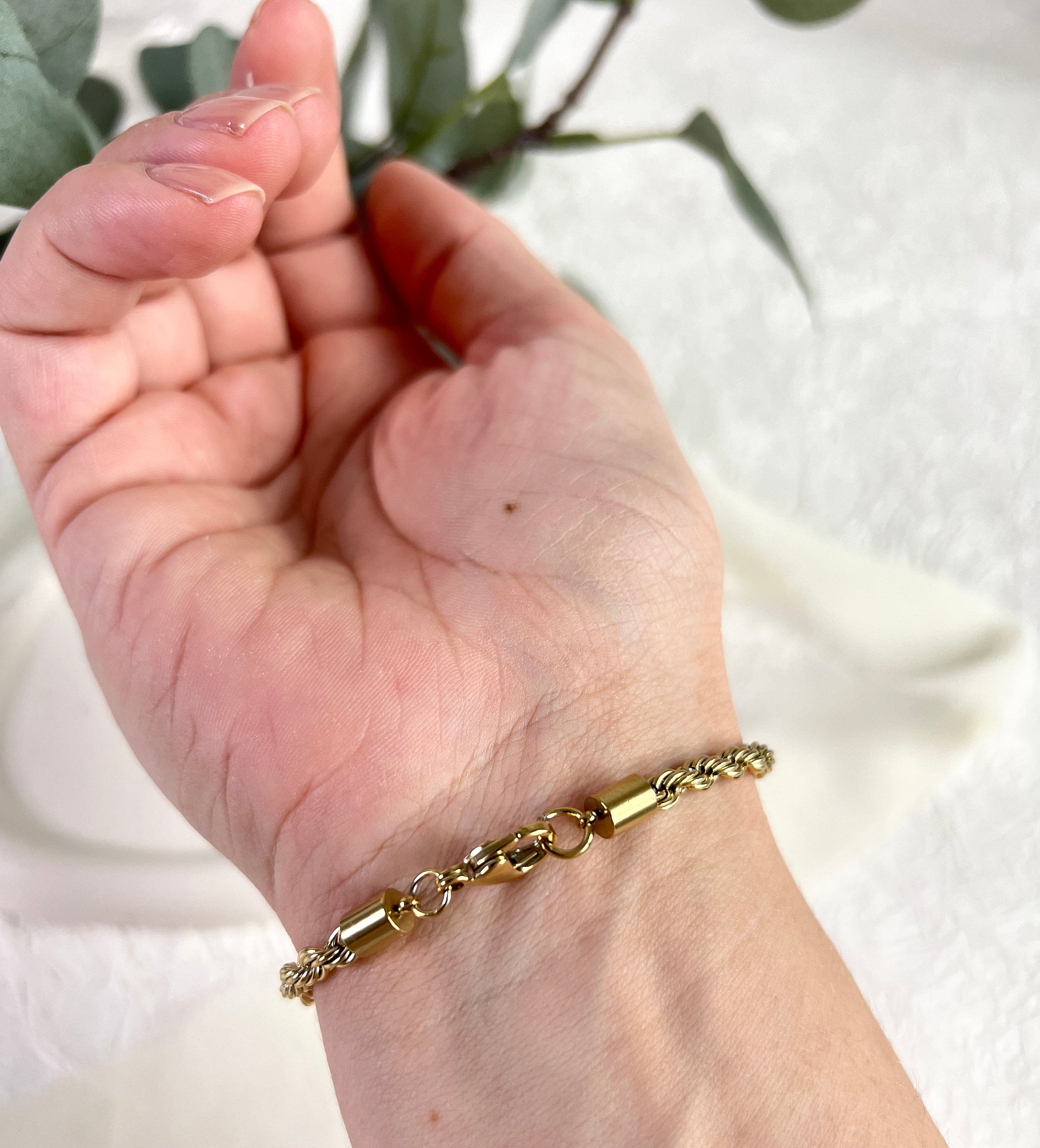 Armband gedreht, Gold, Kordelarmband, Twist Bracelet, Edelstahl, 18K gold, Seilkette, - 16.5cm,Armbänder,Armbänder,schmuckbluete.de