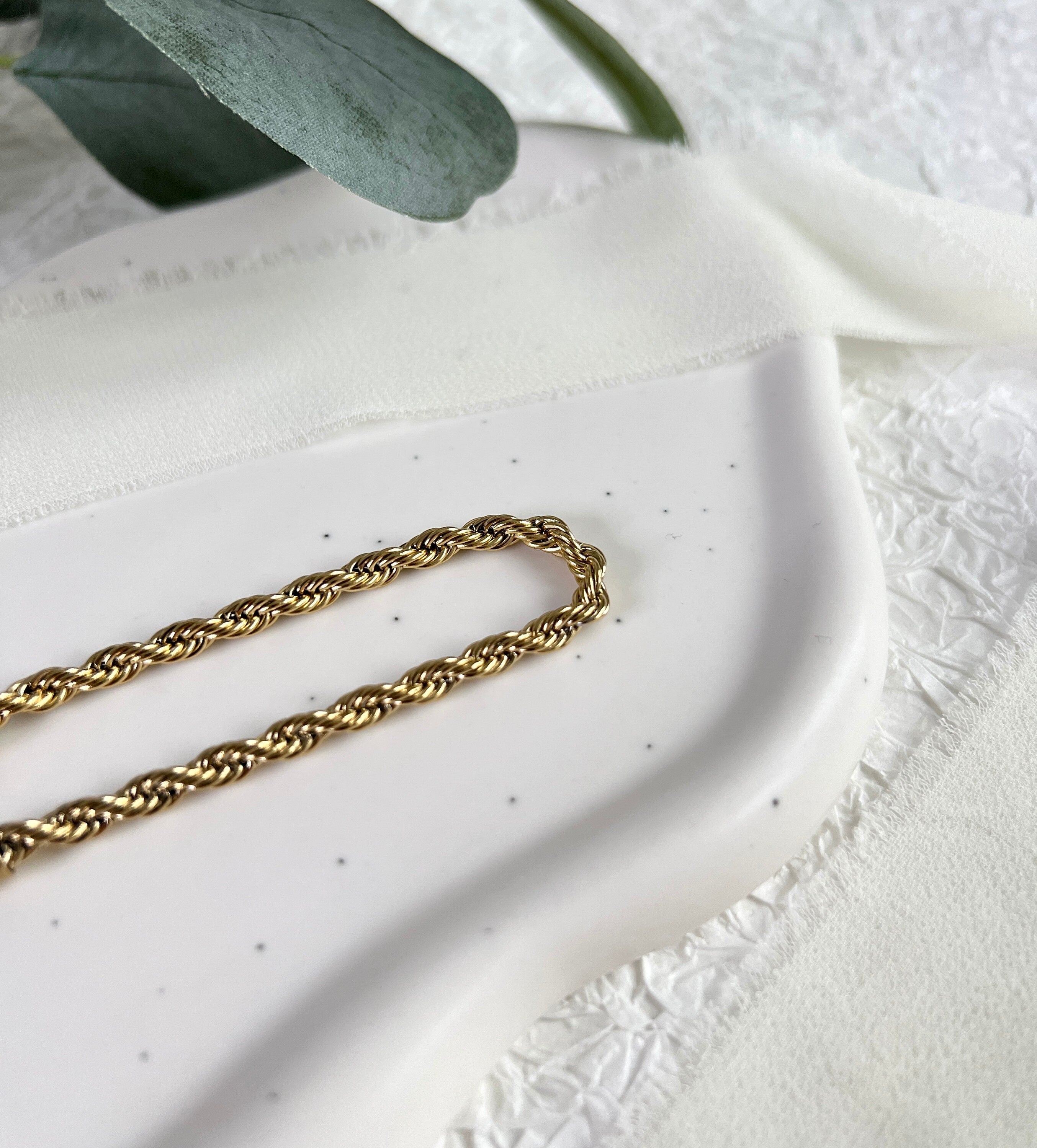 Armband gedreht, Gold, Kordelarmband, Twist Bracelet, Edelstahl, 18K gold, Seilkette, - 16.5cm,Armbänder,Armbänder,schmuckbluete.de