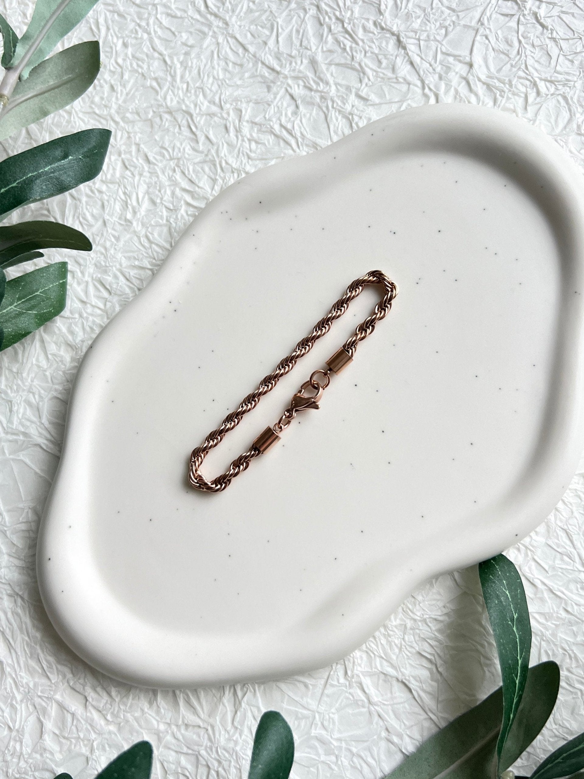 Armband gedreht, Roségold, Kordelarmband, Twist Bracelet, Edelstahl, 18K gold, Seilkette, - 16.5cm-Armbänder-Schmuckblüte