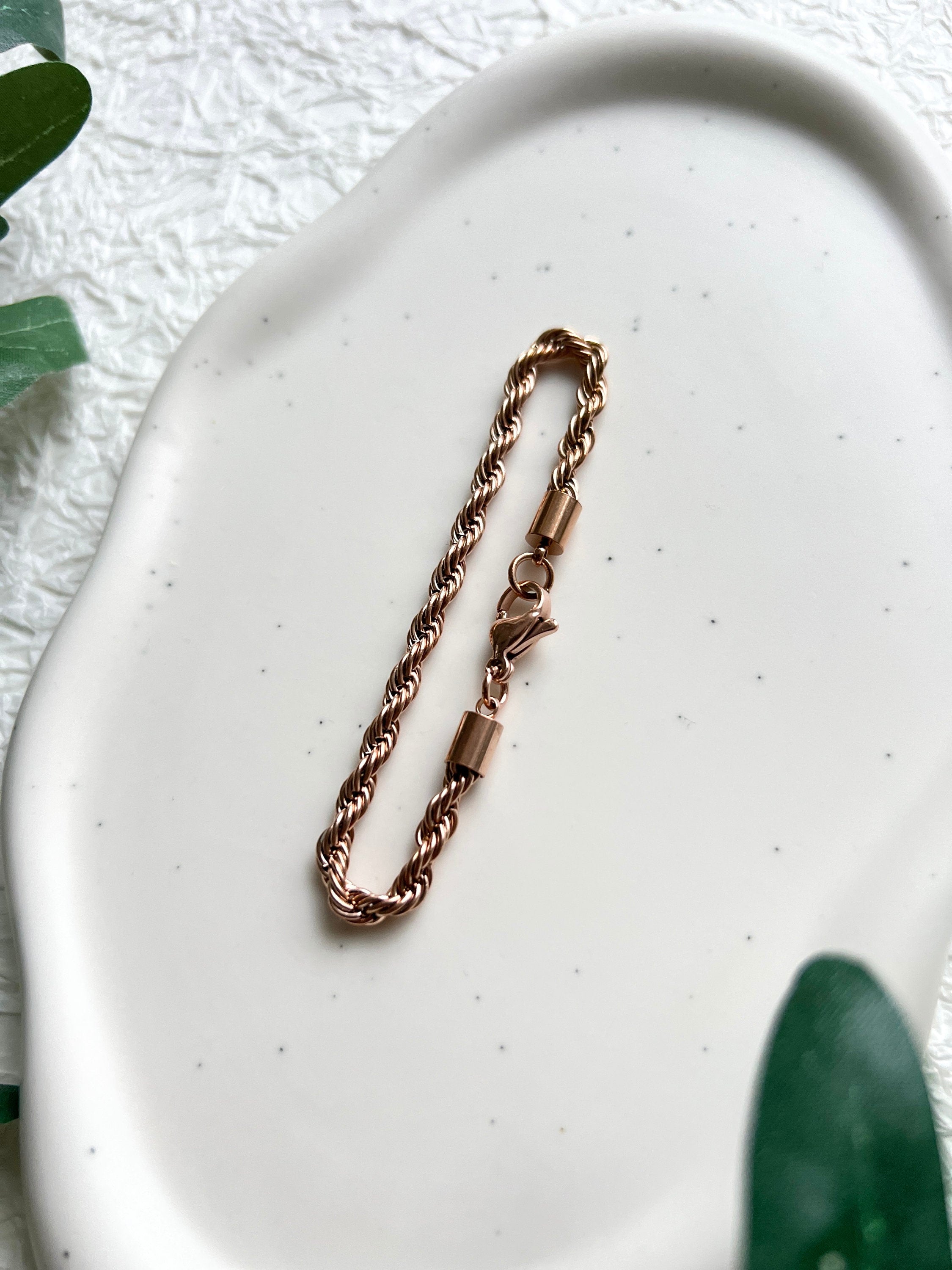 Armband gedreht, Roségold, Kordelarmband, Twist Bracelet, Edelstahl, 18K gold, Seilkette, - 16.5cm-Armbänder-Schmuckblüte
