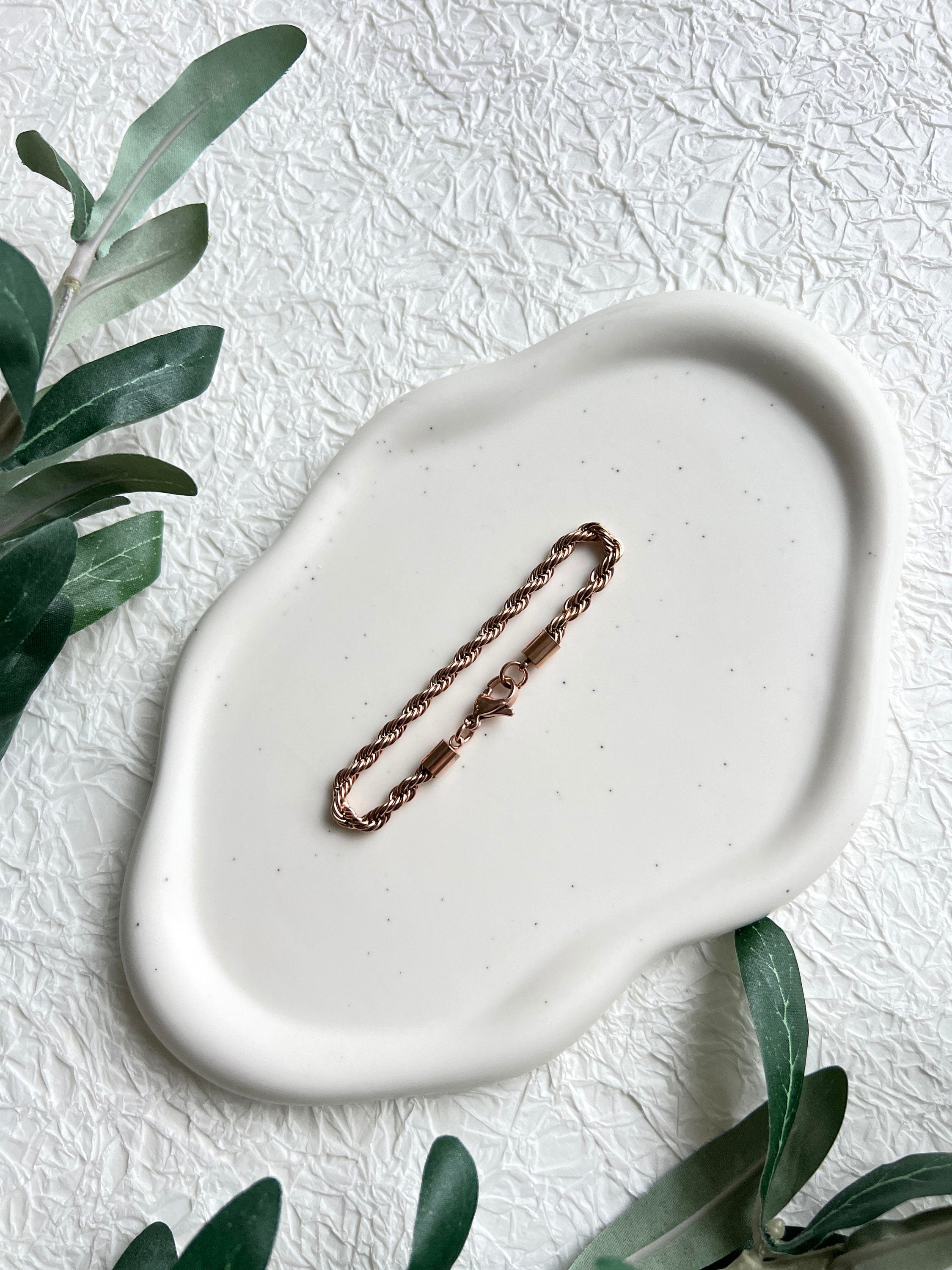 Armband gedreht, Roségold, Kordelarmband, Twist Bracelet, Edelstahl, 18K gold, Seilkette, - 18cm-Armbänder-Schmuckblüte