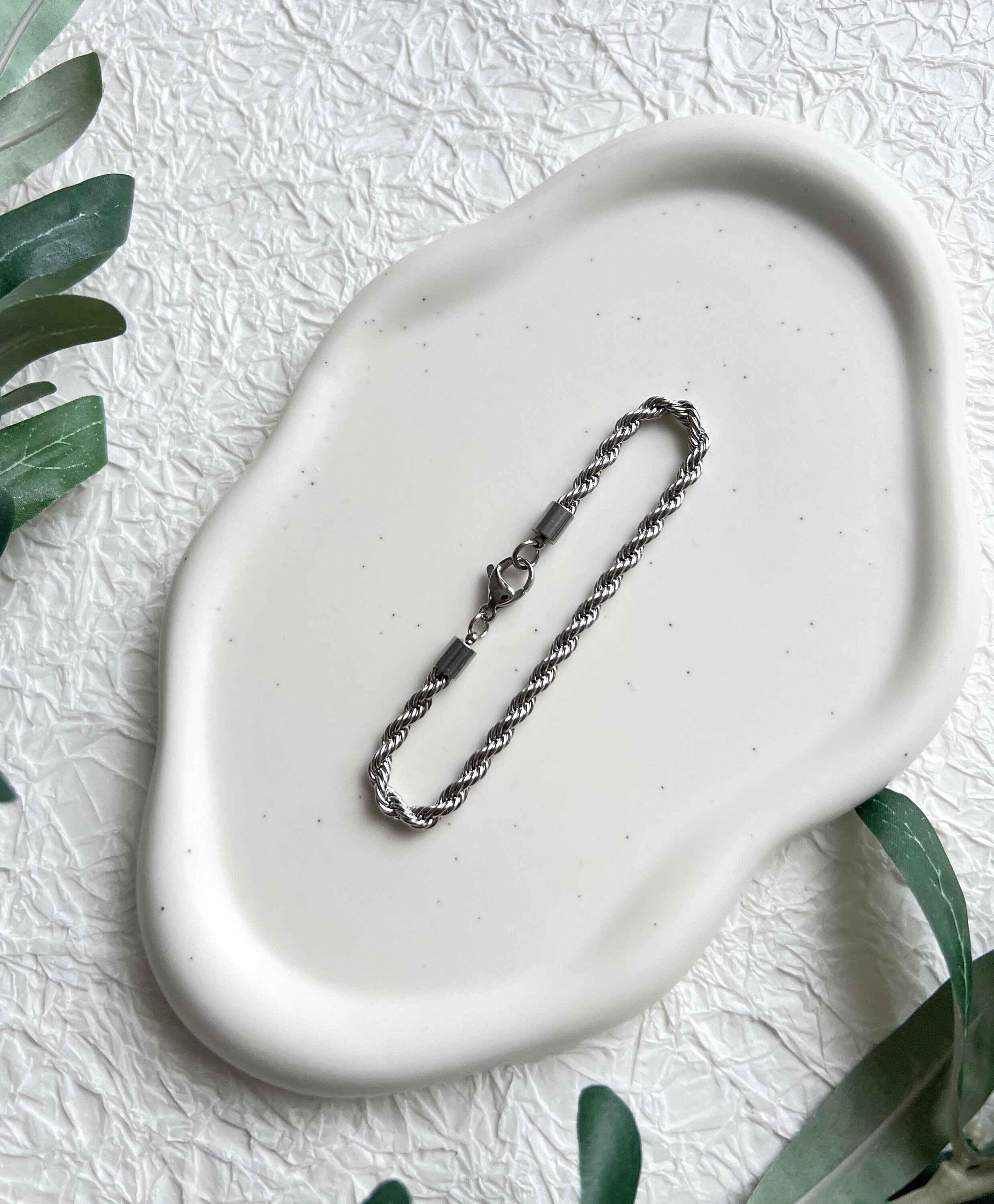 Armband gedreht, Silber, Kordelarmband, Twist Bracelet, Edelstahl, Seilkette, - 16.5cm-Armbänder-Schmuckblüte