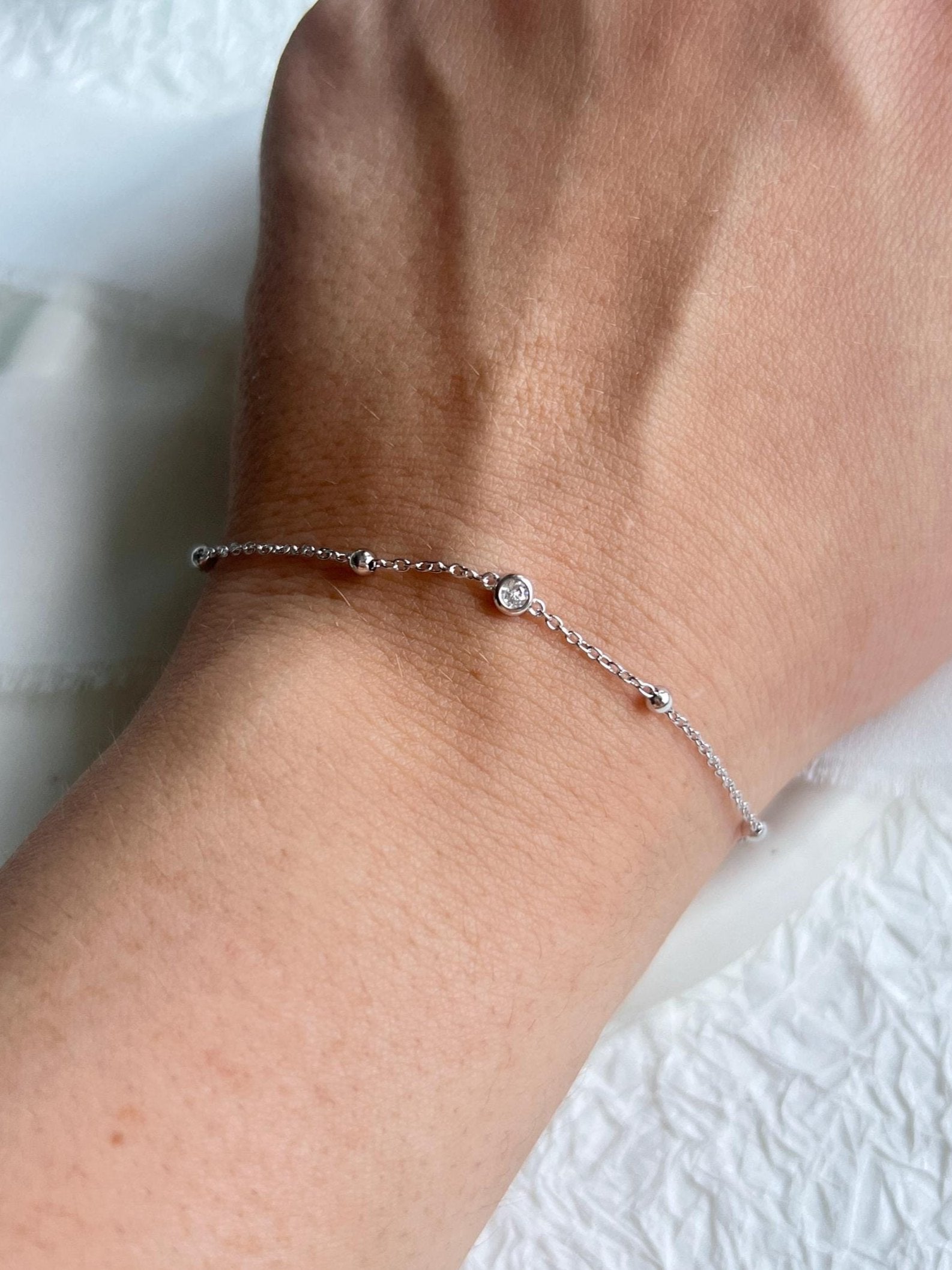 Armband, Silber, Cubic Zirconia Anhänger, feiner Brautschmuck, elegantes Brautarmband, silberner Schmuck, Hochzeit, Geschenk für Sie, Weihnachtsgeschenk, Brautjungfer