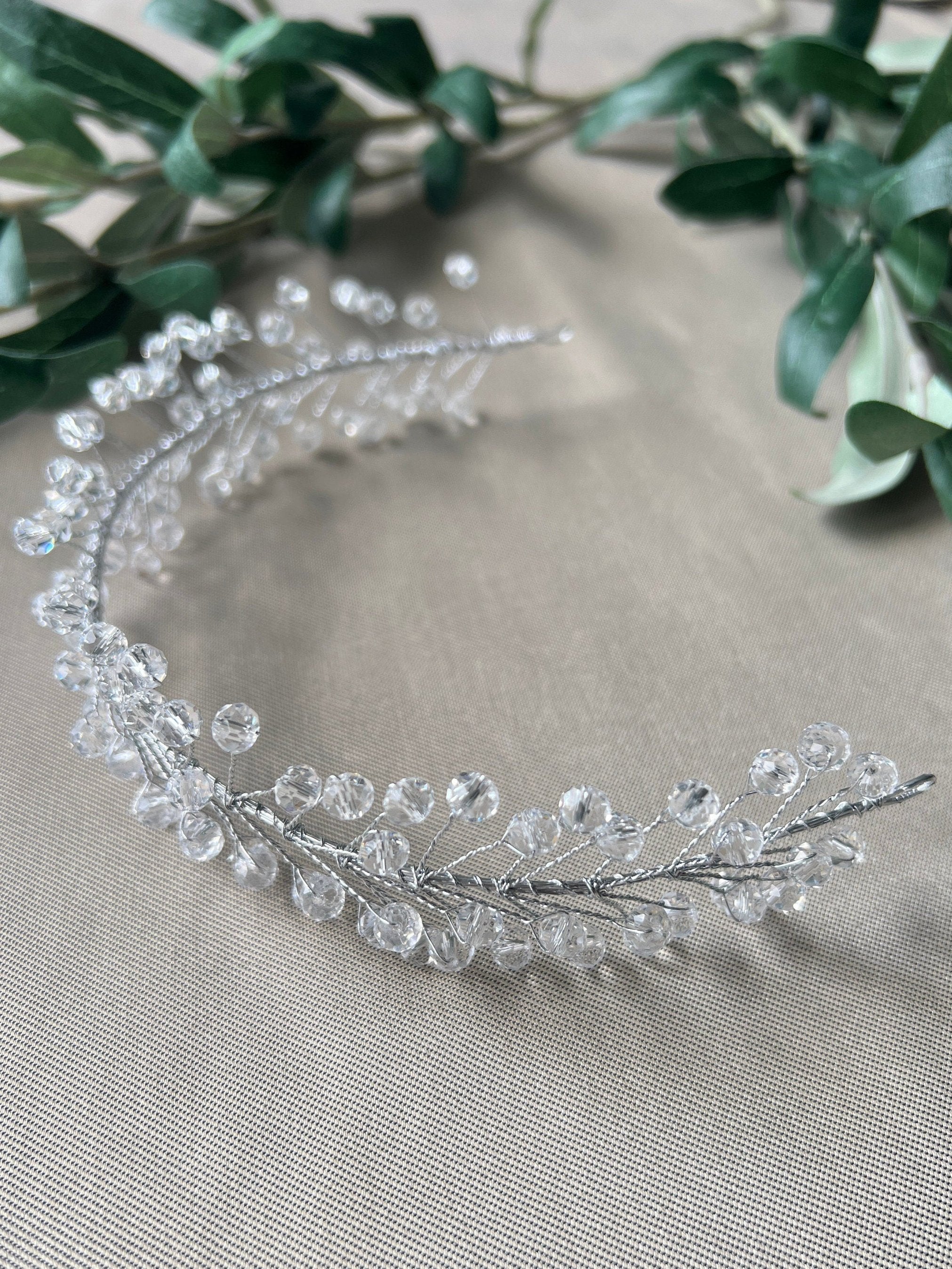 Braut Haarreif, Silber, Perlen, Hochzeit Schmuck, Brautschmuck, Hochzeitshaarband, - Silber-Brauthaarschmuck-Schmuckblüte