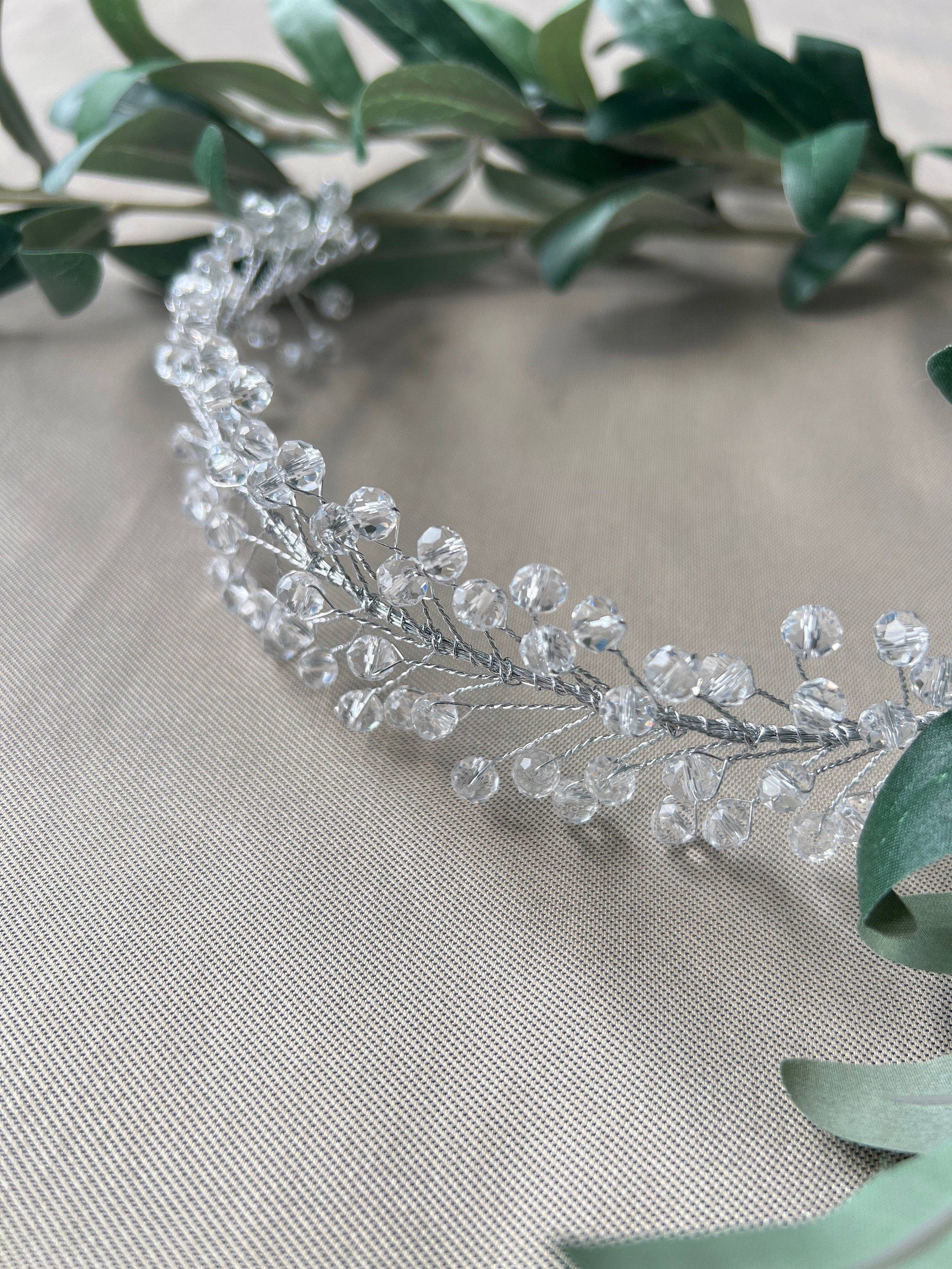 Braut Haarreif, Silber, Perlen, Hochzeit Schmuck, Brautschmuck, Hochzeitshaarband, - Silber-Brauthaarschmuck-Schmuckblüte