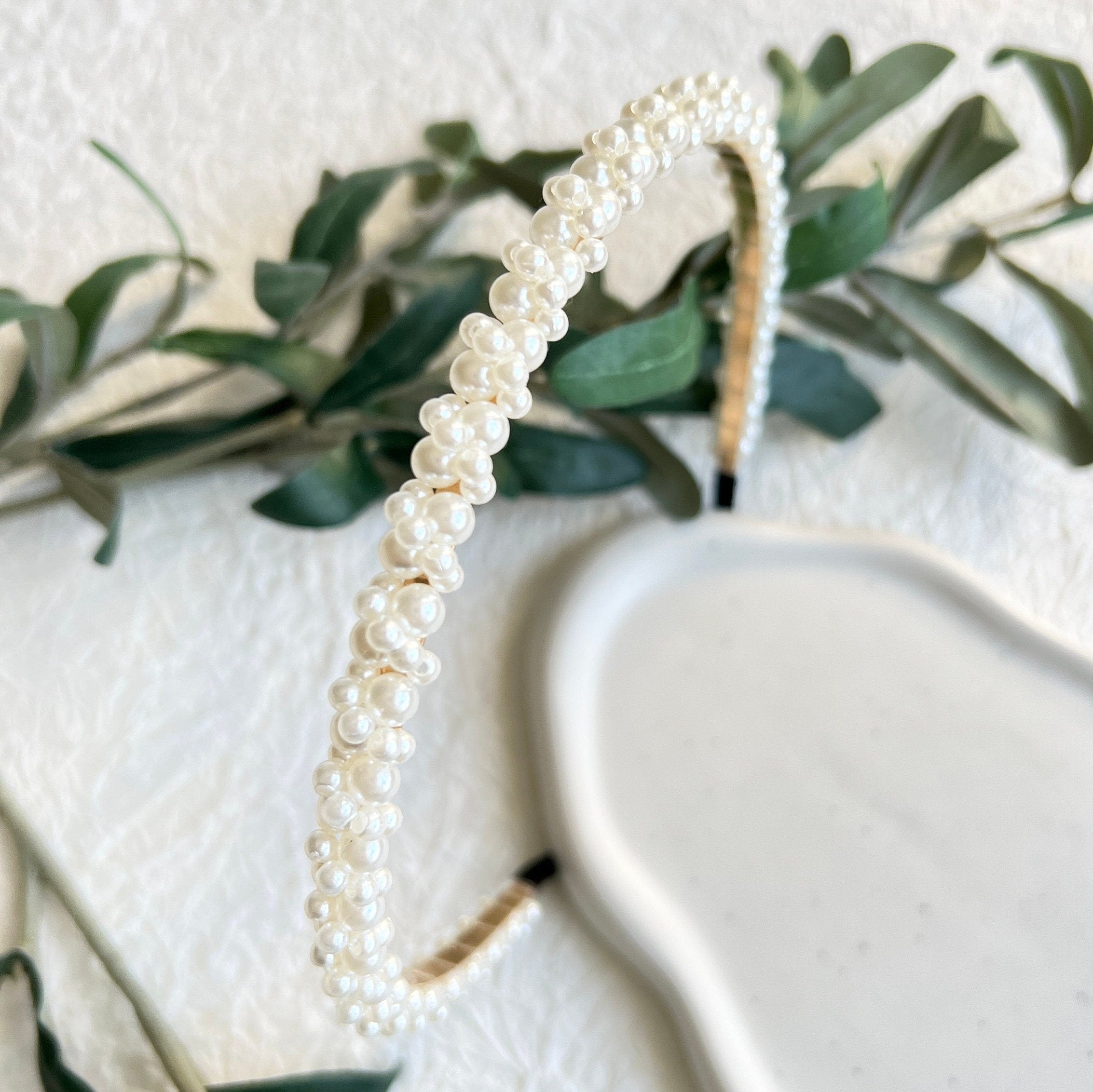 Braut Haarschmuck, Gold, Weiß, Perlen Schmuck, Haarreif, Hochzeit, Brauthaarschmuck, Brautschmuck,-Brauthaarschmuck-Schmuckblüte