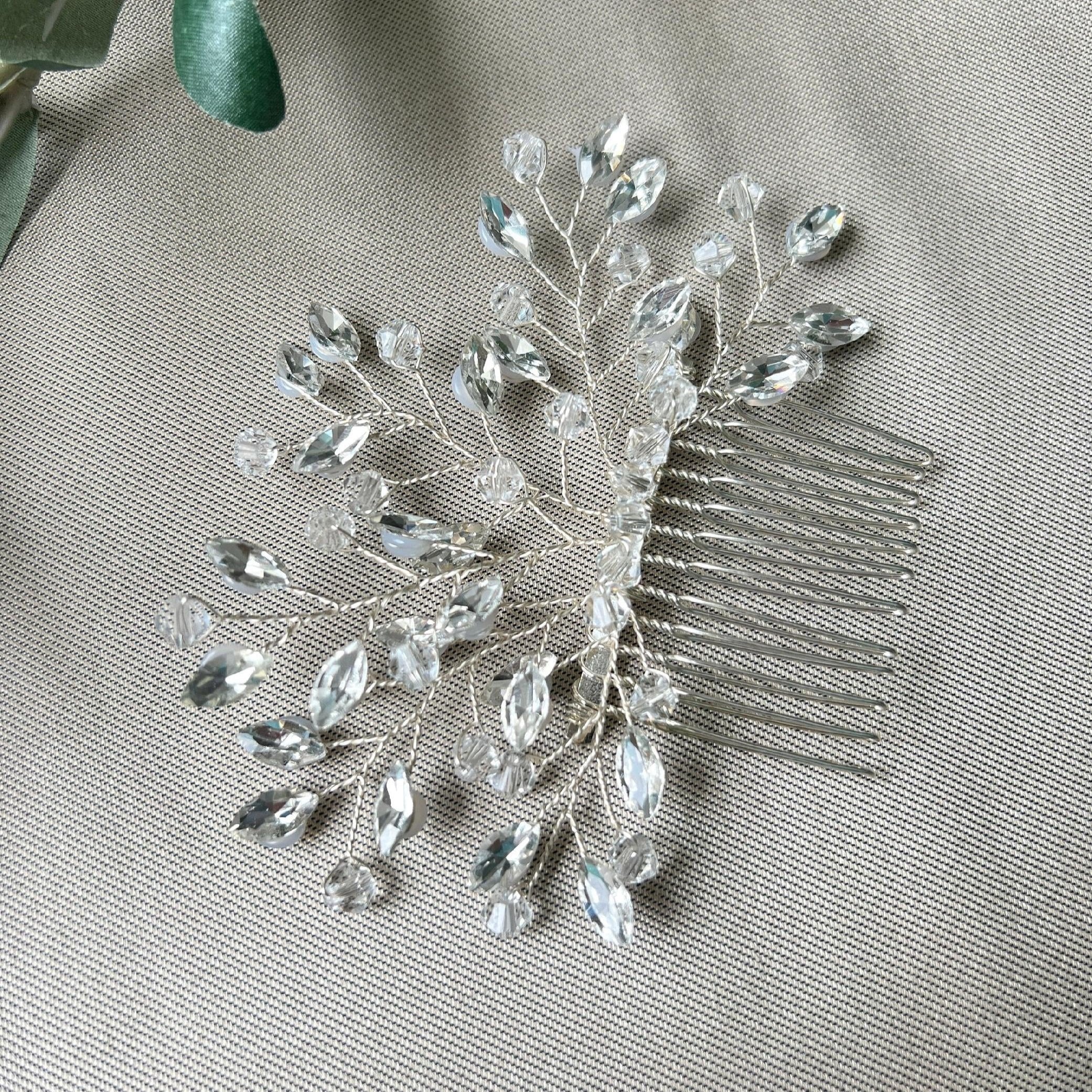 Braut Haarschmuck, Haarkamm, Perlen, gold, Hochzeit, Brautfrisur - Silber-Brauthaarschmuck-Schmuckblüte