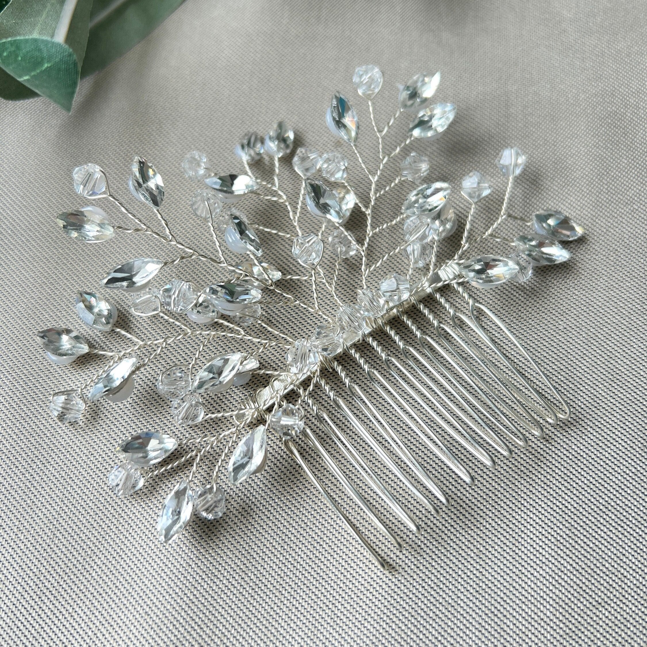 Braut Haarschmuck, Haarkamm, Perlen, gold, Hochzeit, Brautfrisur - Silber-Brauthaarschmuck-Schmuckblüte
