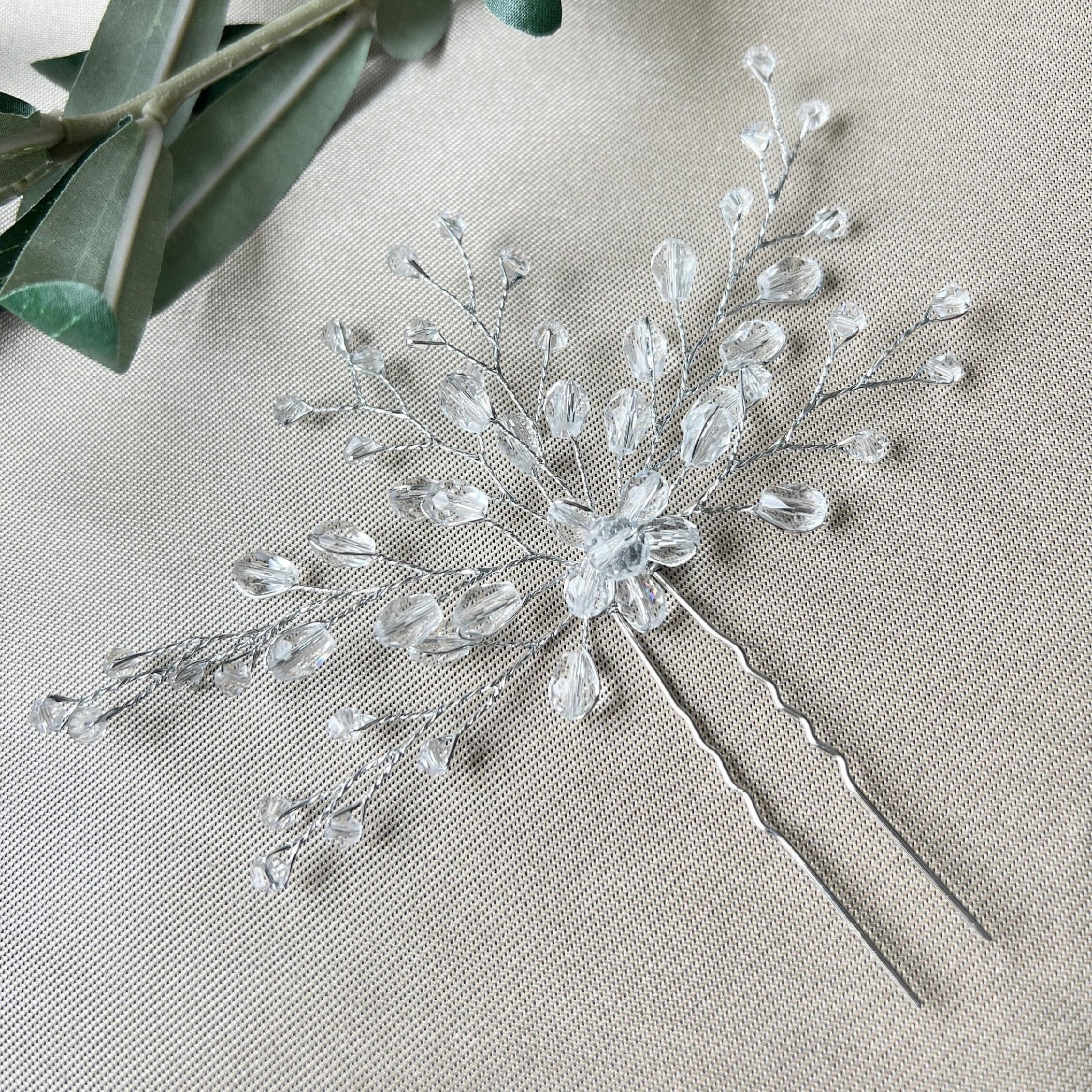 Braut Haarschmuck, Haarkamm in Silber, Perlen, Haarspange, Hochzeit, hochwertiger Brauthaarschmuck, Brautjungfer-Brauthaarschmuck-Schmuckblüte