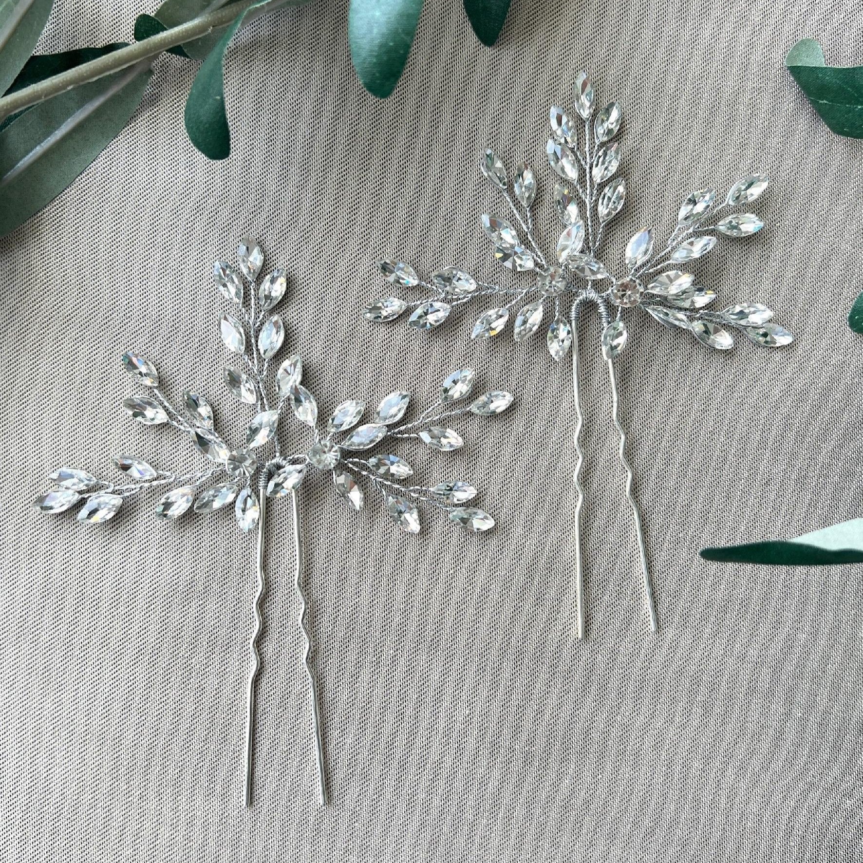 Braut Haarschmuck, Haarspange Silber, Strass, Hochzeit Braut Schmuck, hochwertiger Brauthaarschmuck, Schiebeklammer, Haarkamm - Einzeln-Brauthaarschmuck-Schmuckblüte