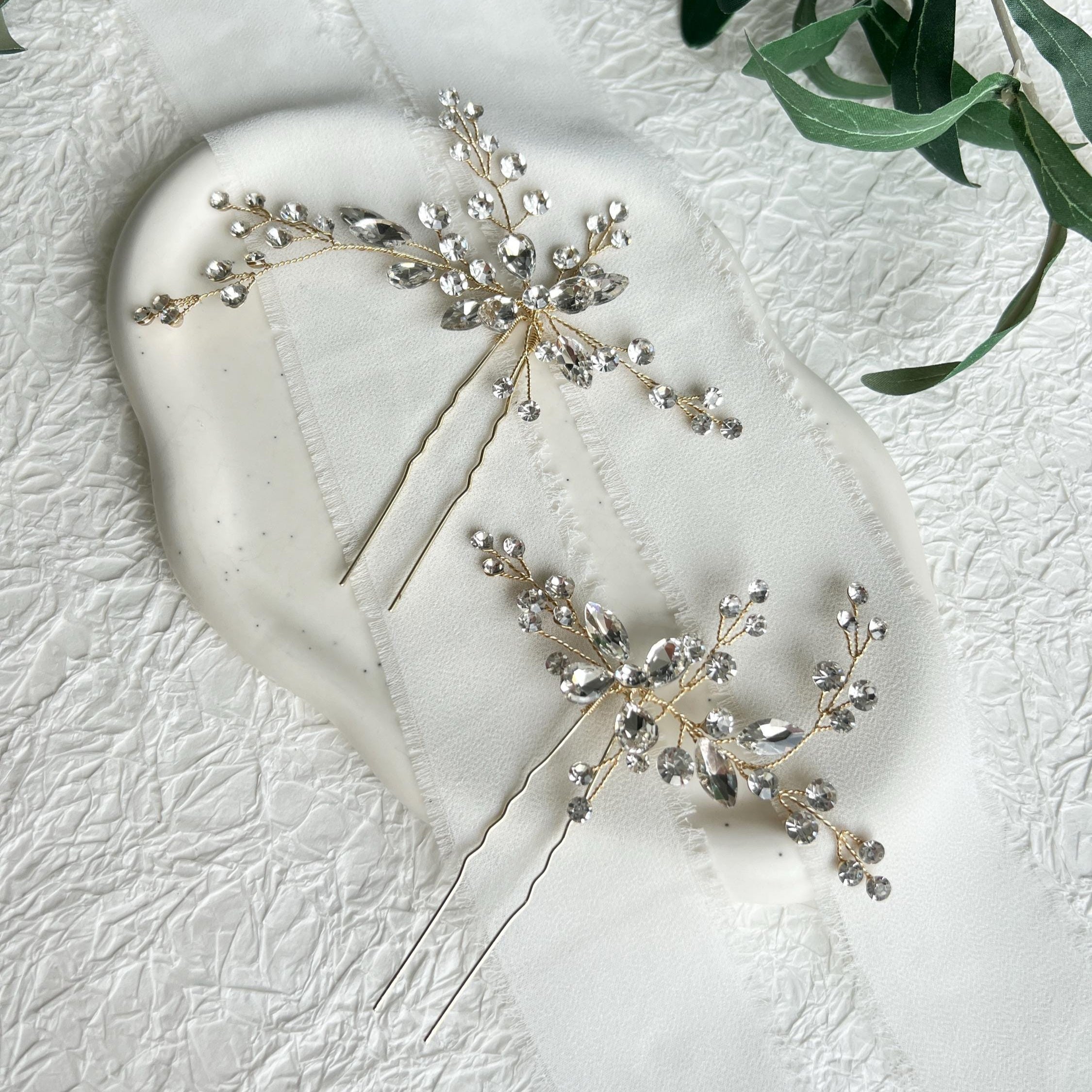 Haarnadel, Set, Gold, Haarspangen mit Strasssteinen, Brautschmuck, Brautfrisur, Schmuck Hochzeit, glänzender Haarschmuck, Braut