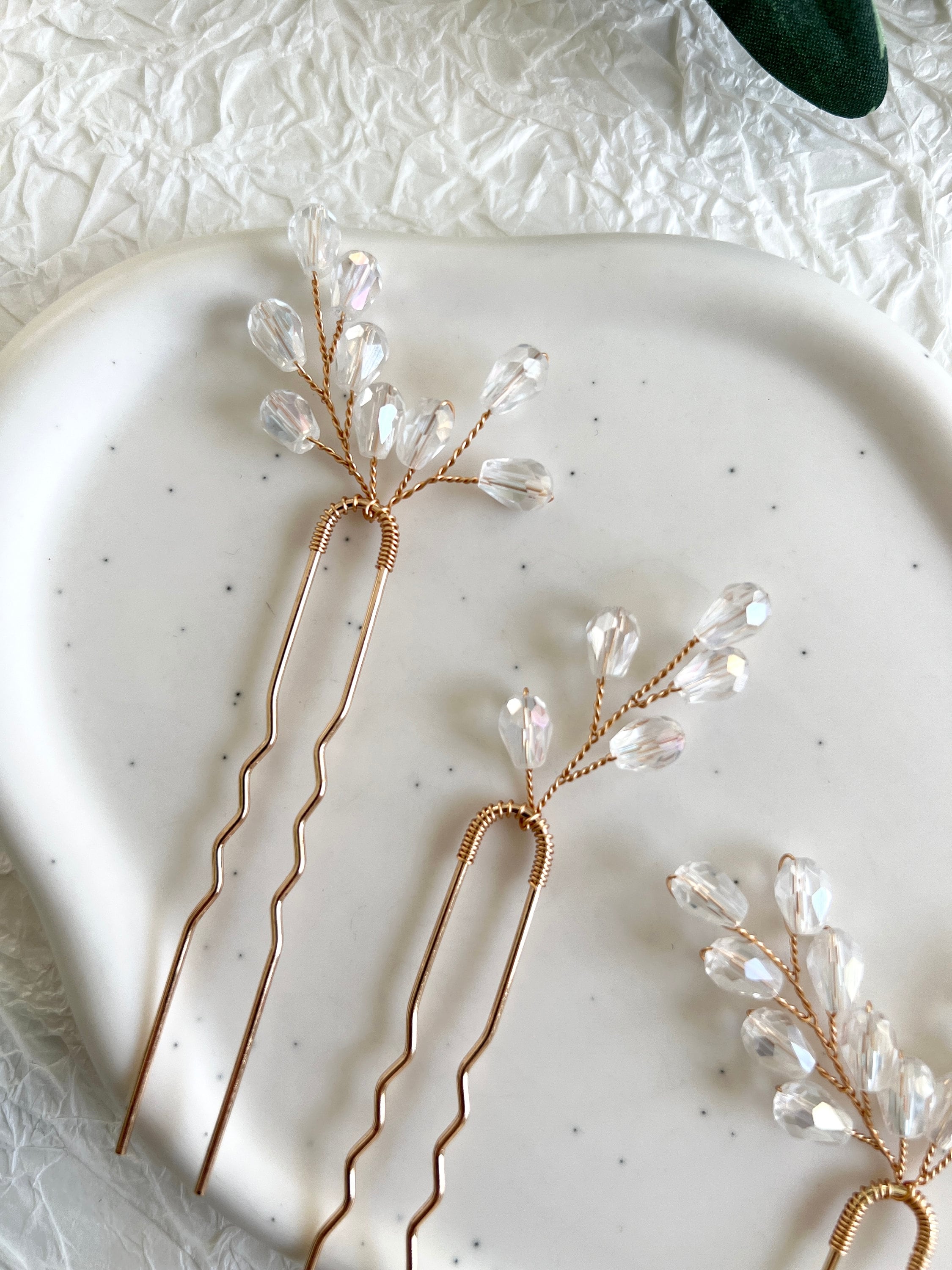 Braut Haarschmuck Set 3 Stück Haarspange gold mit weißen Perlen Haarnadeln Brautschmuck-Brauthaarschmuck-Schmuckblüte