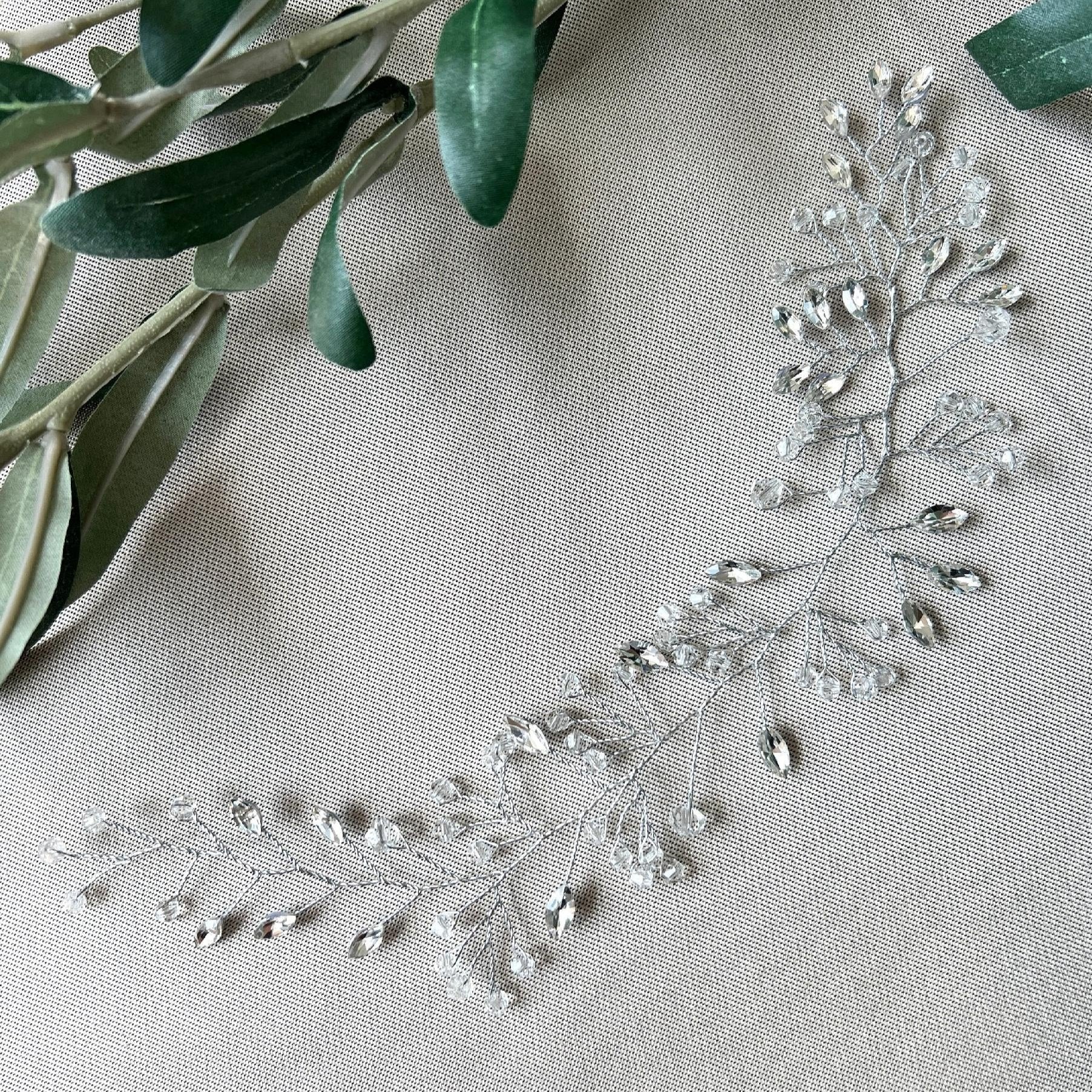 Braut Haarschmuck Silber Brauthaarschmuck mit Perlen und Strass Steinen Haarkranz Hochzeit Haarranke Hochzeitsschmuck-Brauthaarschmuck-Schmuckblüte