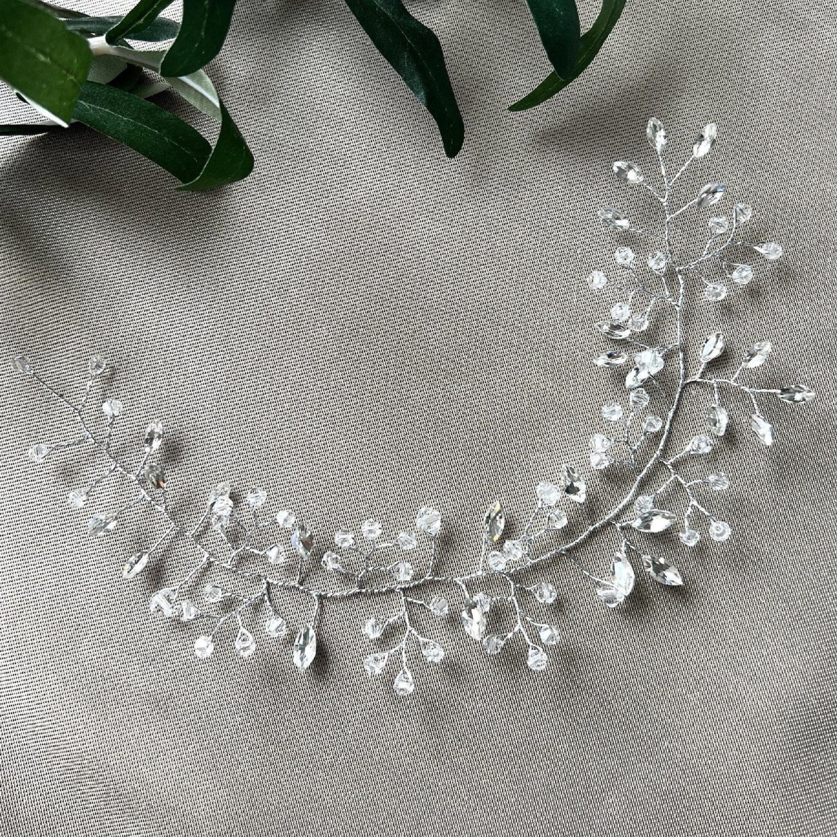 Braut Haarschmuck Silber Brauthaarschmuck mit Perlen und Strass Steinen Haarkranz Hochzeit Haarranke Hochzeitsschmuck-Brauthaarschmuck-Schmuckblüte
