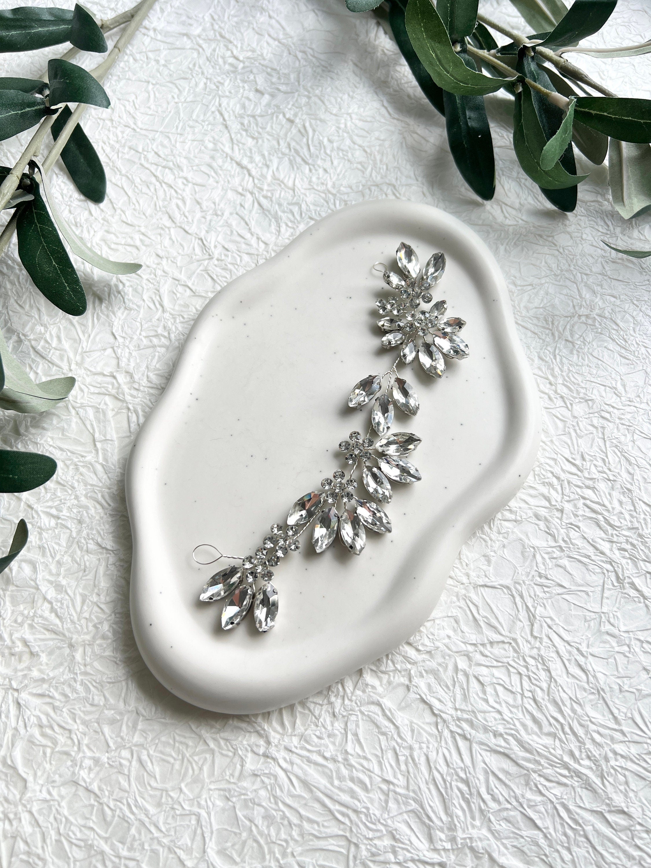 Braut Haarschmuck, Silber Haarrebe, Strass, Hochzeit, Brautschmuck, Hochzeitshaarband, Haarkranz,-Brauthaarschmuck-Schmuckblüte