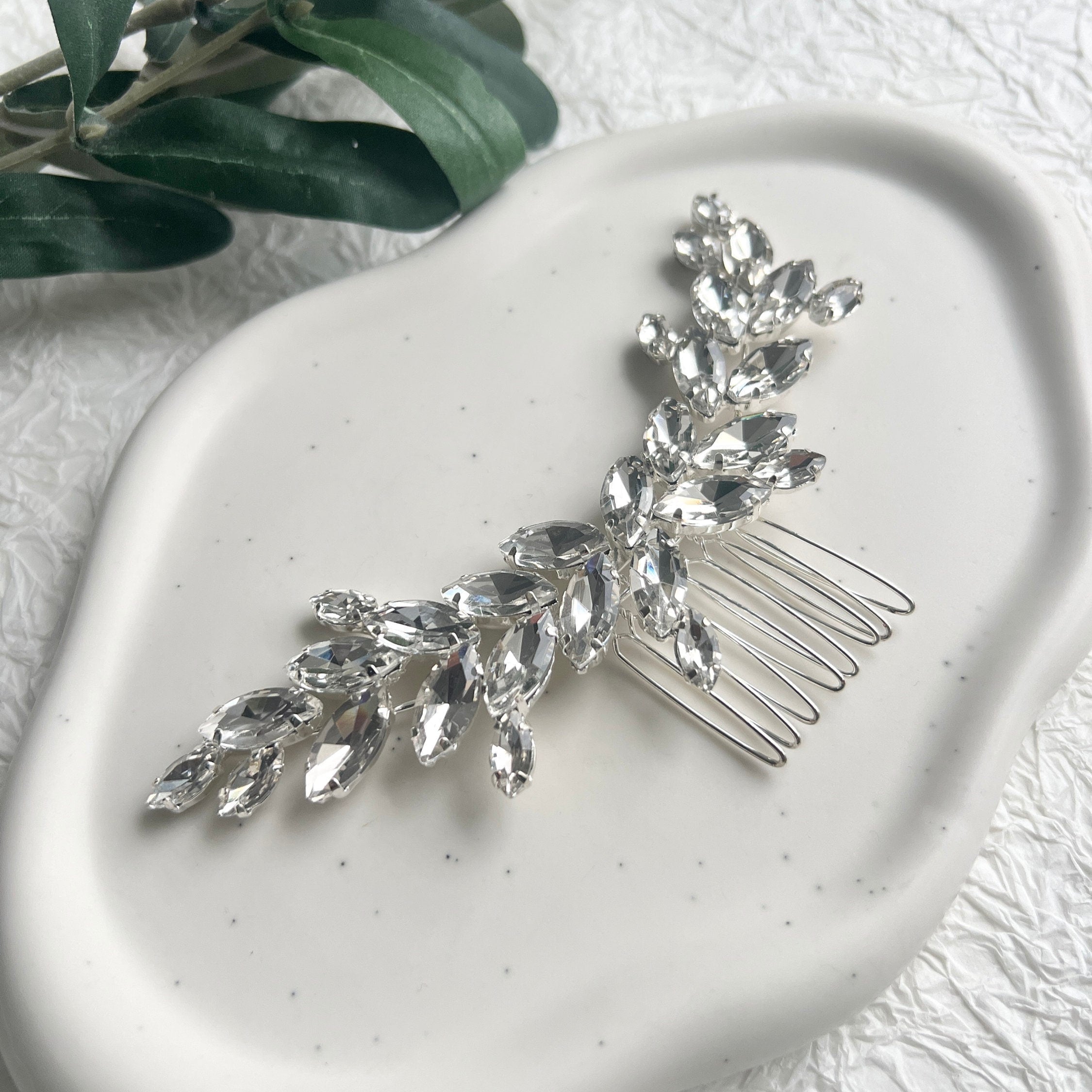Braut Haarschmuck, Strass Haarkamm, silber, Hochzeit Schmuck, hochwertiger Brauthaarschmuck,-Brauthaarschmuck-Schmuckblüte