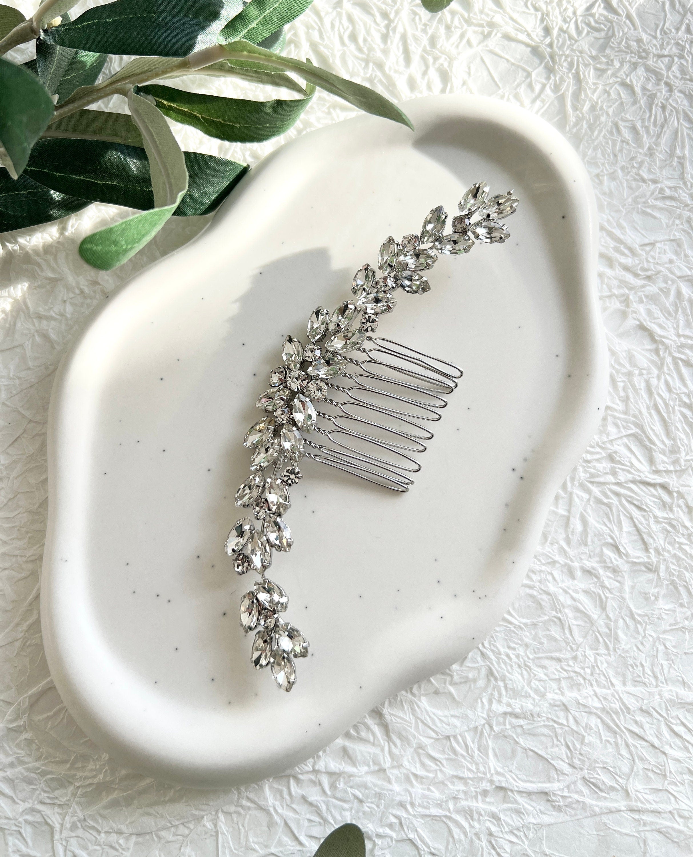 Braut Haarschmuck, glänzende Strasssteine Haarkamm, gold, silber, Hochzeit Schmuck, - Silber-Brauthaarschmuck-Schmuckblüte
