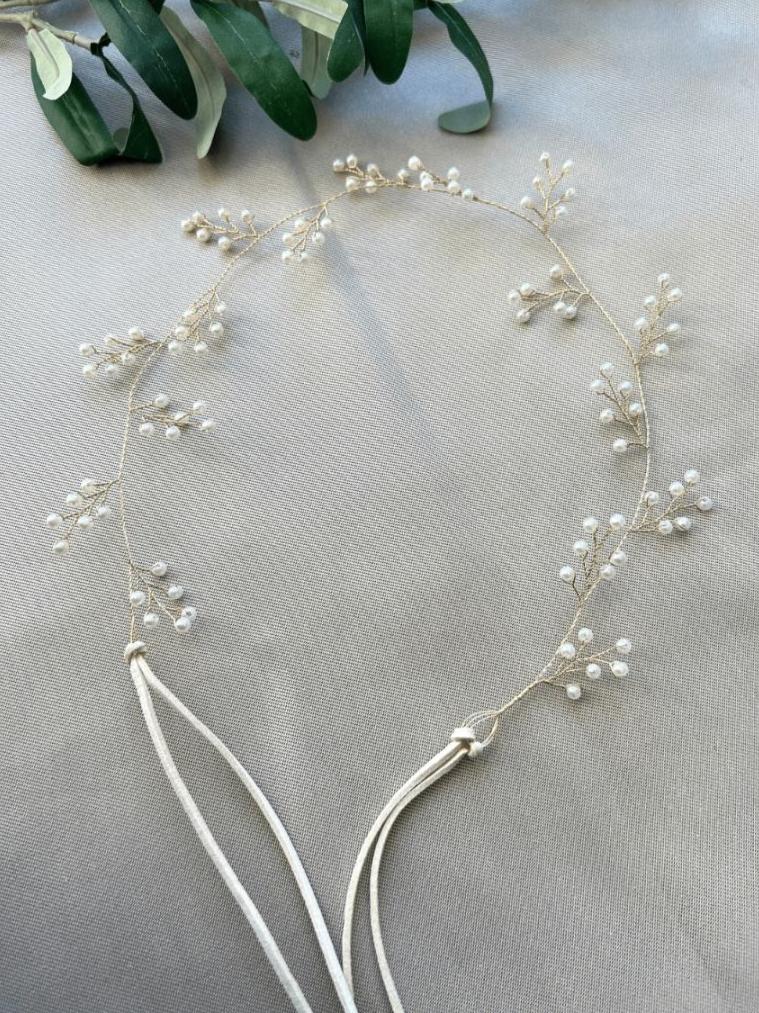 Braut Haarschmuck, gold oder silber mit Perlen, Hochzeit, Brautschmuck, Hochzeitshaarband, Haarkranz, biegsame Haarranke für die Brautfrisur, Brauthaarschmuck, Schmuckbluete