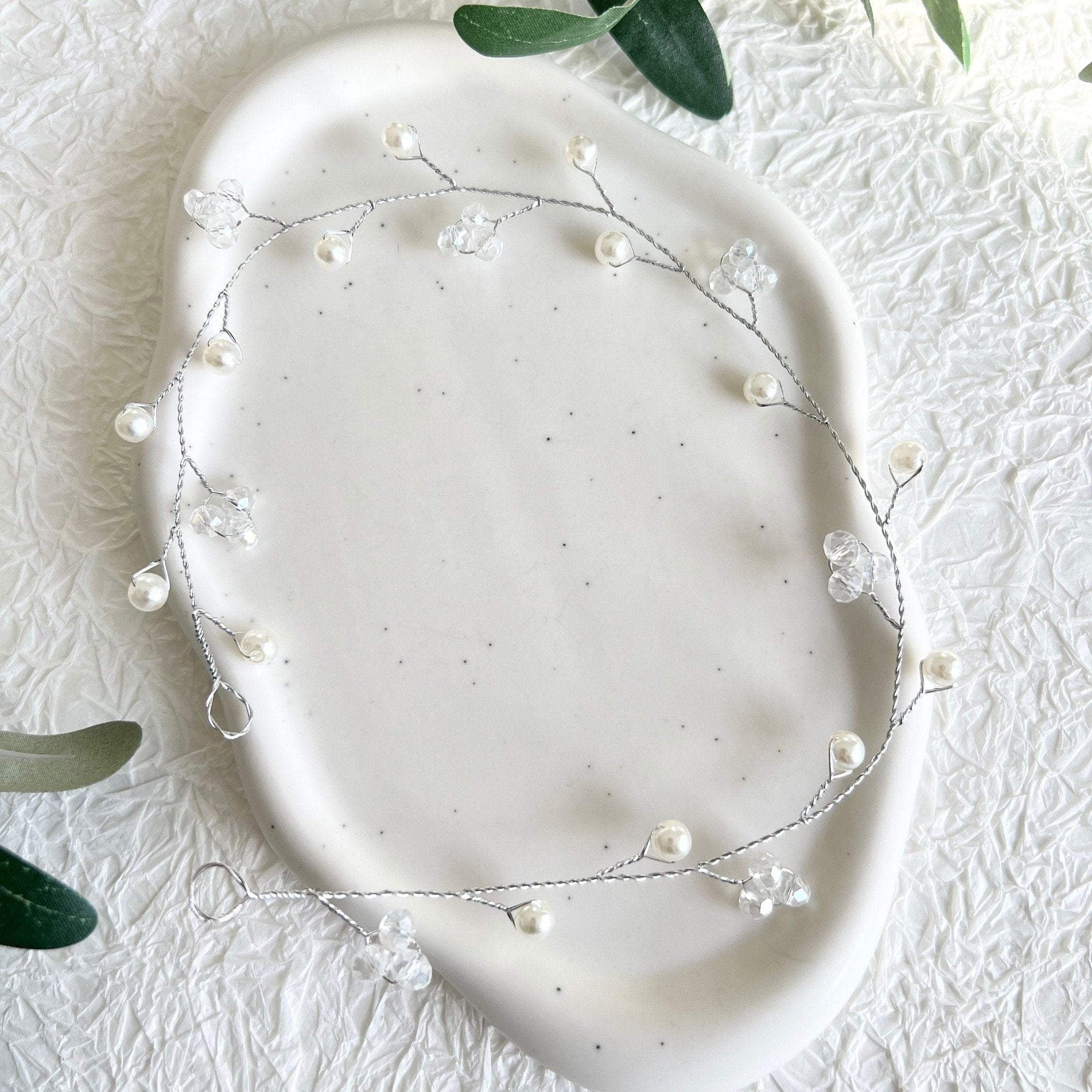Braut Haarschmuck, gold mit Perlen, Hochzeit, Brautschmuck, Hochzeitshaarband, Haarkranz, - Silber-Brauthaarschmuck-Schmuckblüte