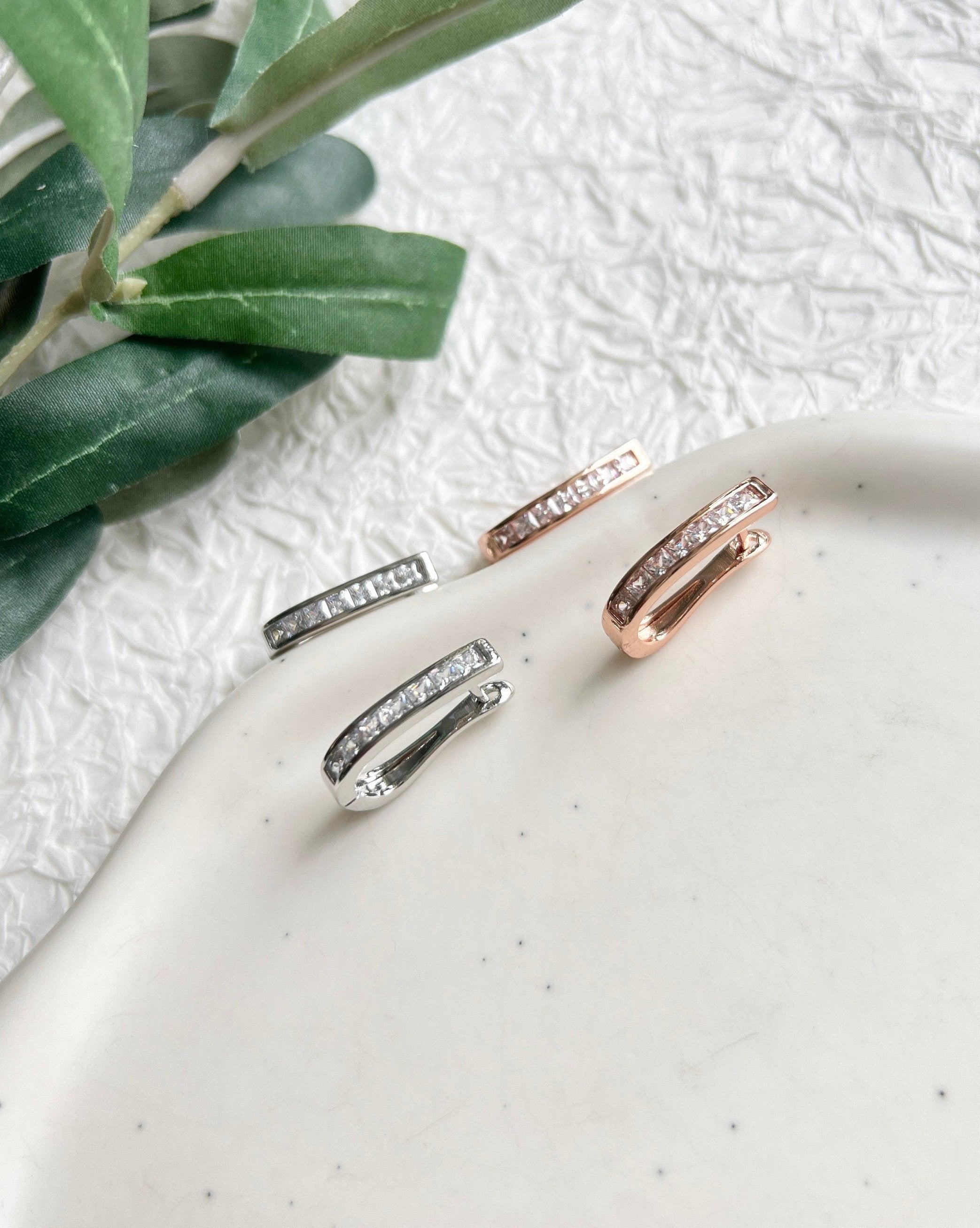 Braut Ohrringe, Silber oder Roségold, Creolen, funkelnde Cubic Zirconia Steine, Ohrschmuck - Silber-Ohrringe-Schmuckblüte