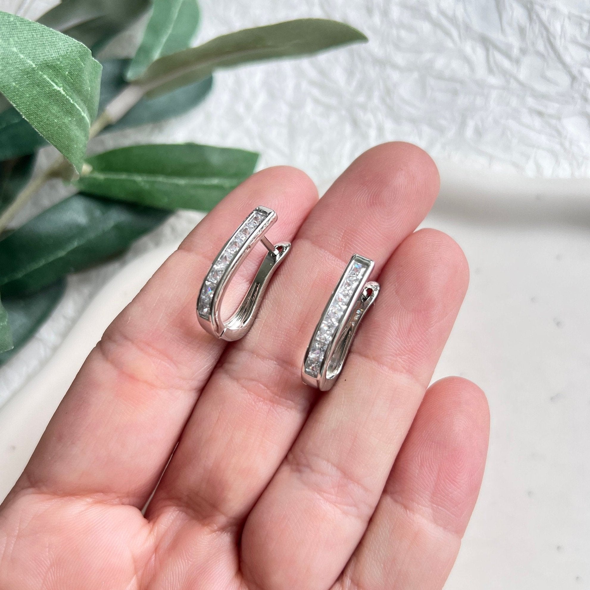 Braut Ohrringe, Silber oder Roségold, Creolen, funkelnde Cubic Zirconia Steine, Ohrschmuck - Silber-Ohrringe-Schmuckblüte