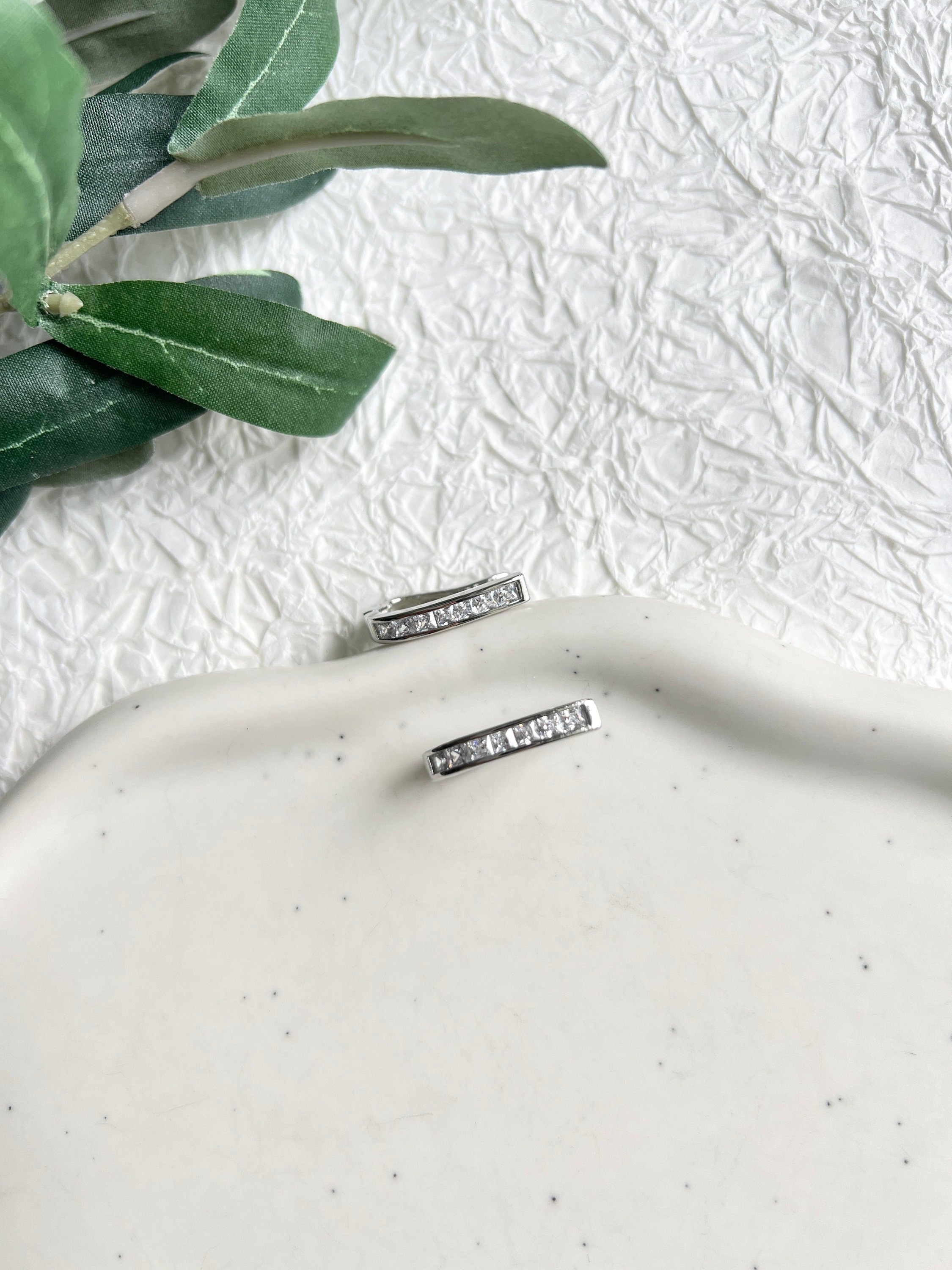 Braut Ohrringe, Silber oder Roségold, Creolen, funkelnde Cubic Zirconia Steine, Ohrschmuck - Silber-Ohrringe-Schmuckblüte