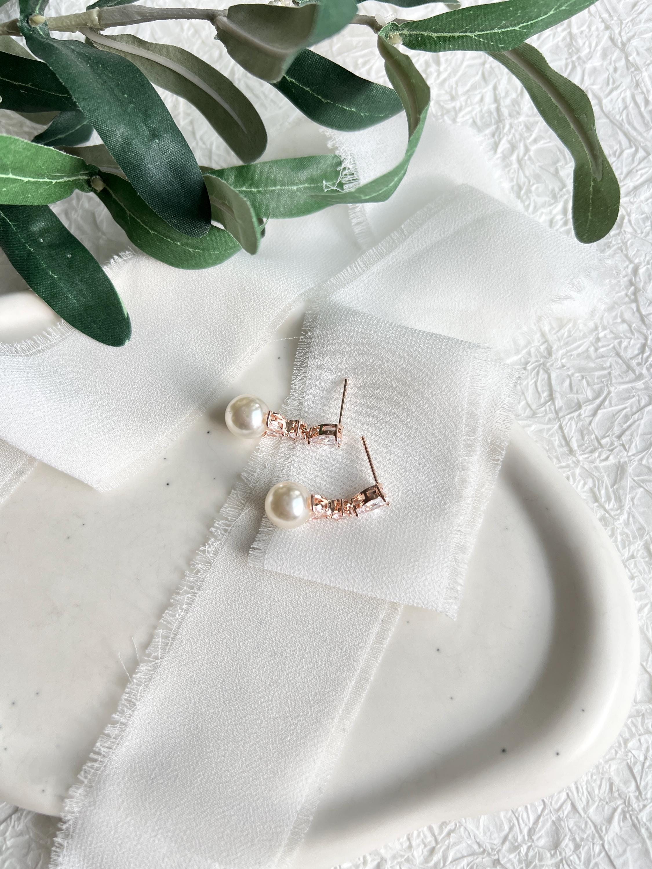 Brautohrringe, Perlen, Perlenohrringe, Roségold oder Silber, Brautschmuck, Ohrringe für die Hochzeit, Brautjungfer, Geschenk für sie, Geburtstagsgeschenk, Weihnachten