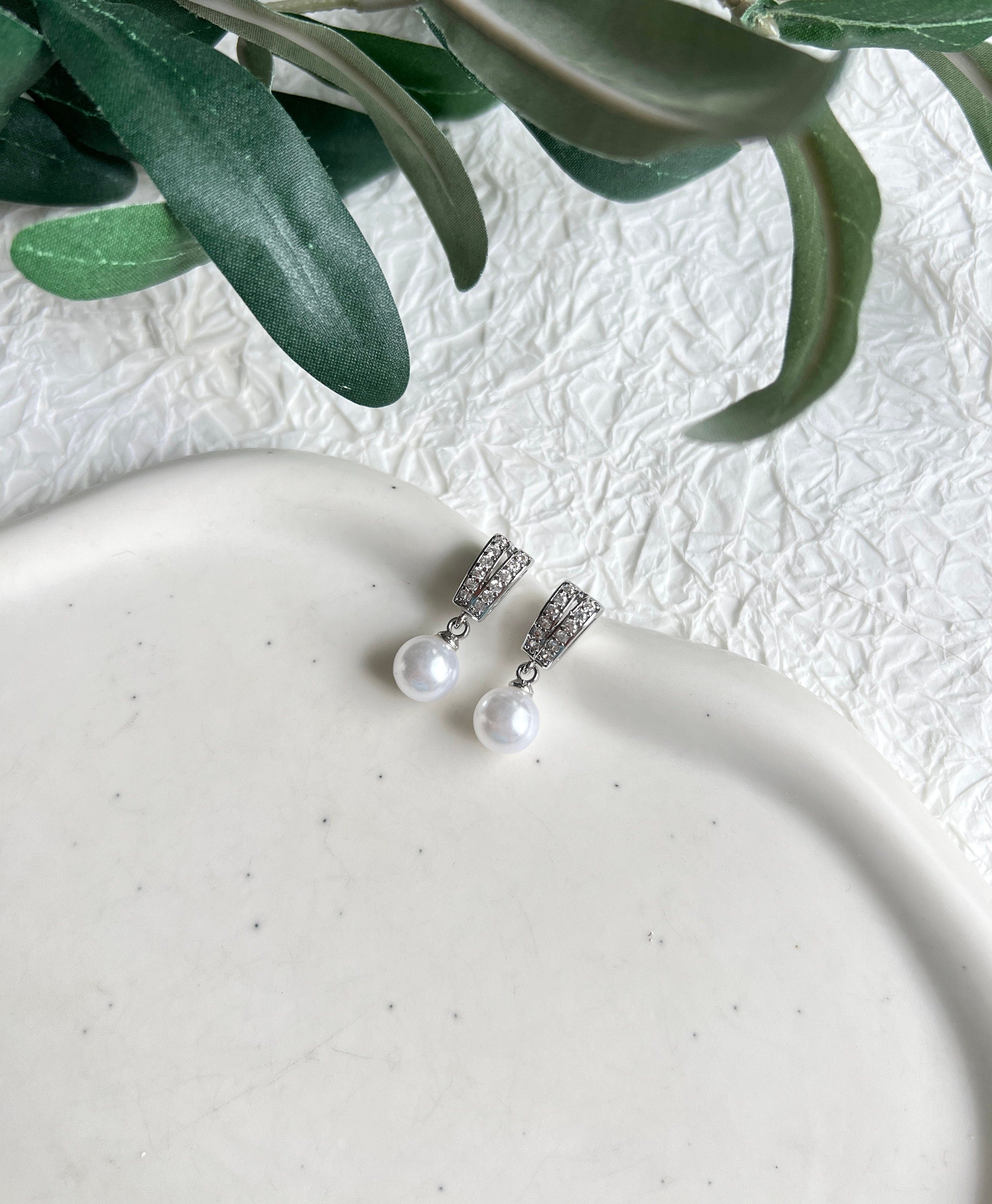 Ohrstecker, Silber, Perlenohrringe, Ohrringe Standesamt, feine Brautohrringe, Schmuck Hochzeit, Brautjungfer, Trauzeugin, Ohrschmuck, Perlenschmuck