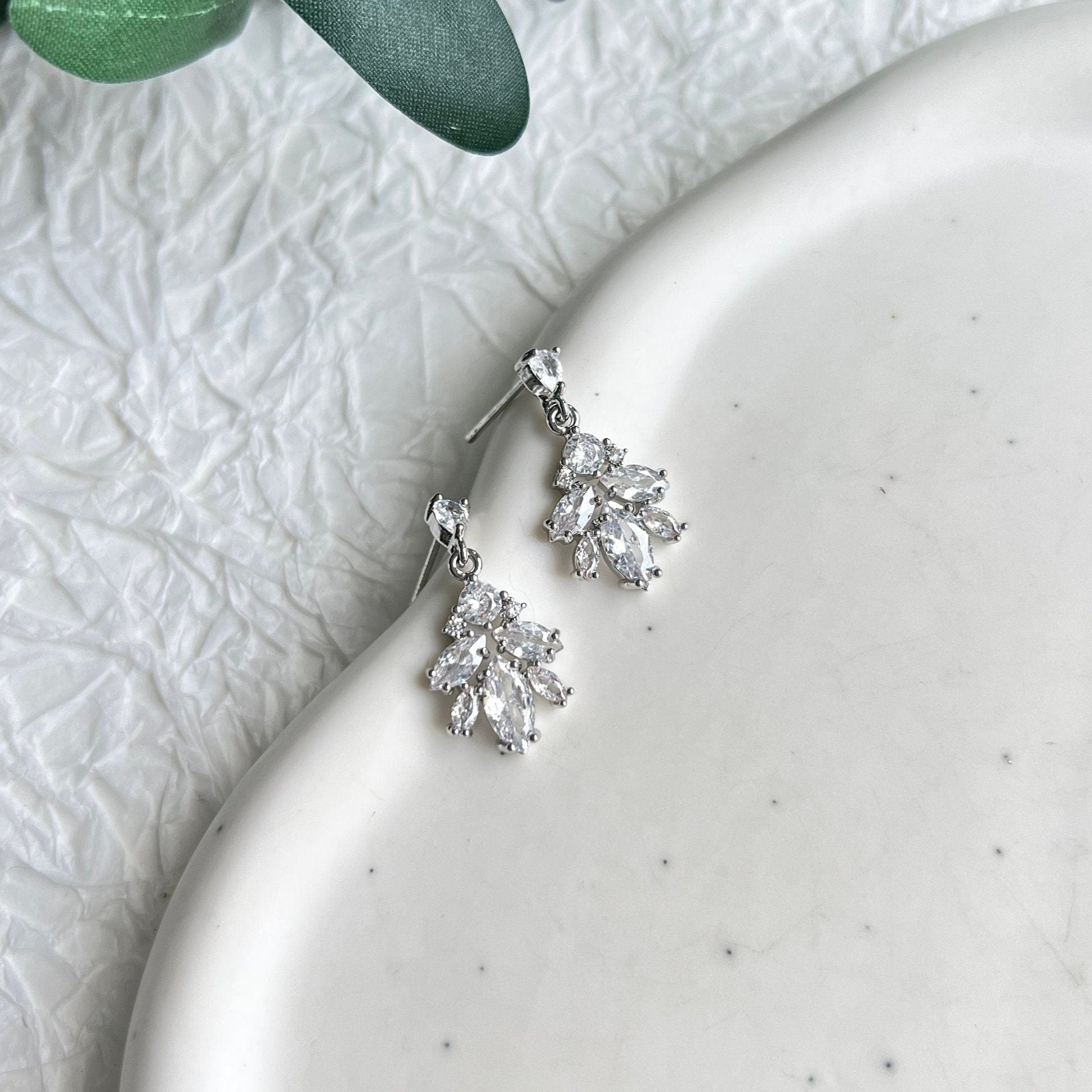 Ohrstecker, silber, funkelnde Ohrringe, Brautschmuck, Standesamt, Brautjungfer, Cubic Zirconia, silberne Brautohrringe