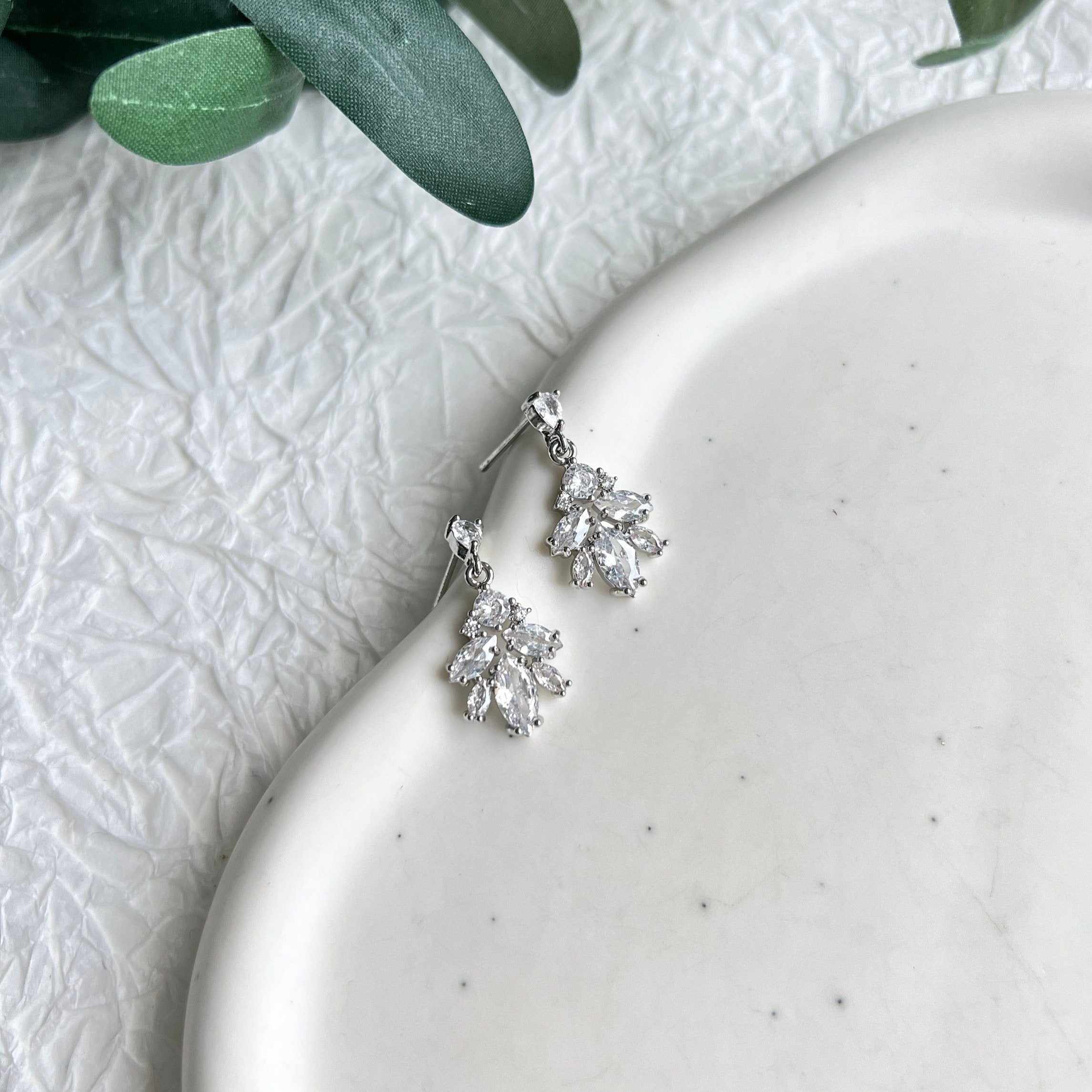 Ohrstecker, silber, funkelnde Ohrringe, Brautschmuck, Standesamt, Brautjungfer, Cubic Zirconia, silberne Brautohrringe