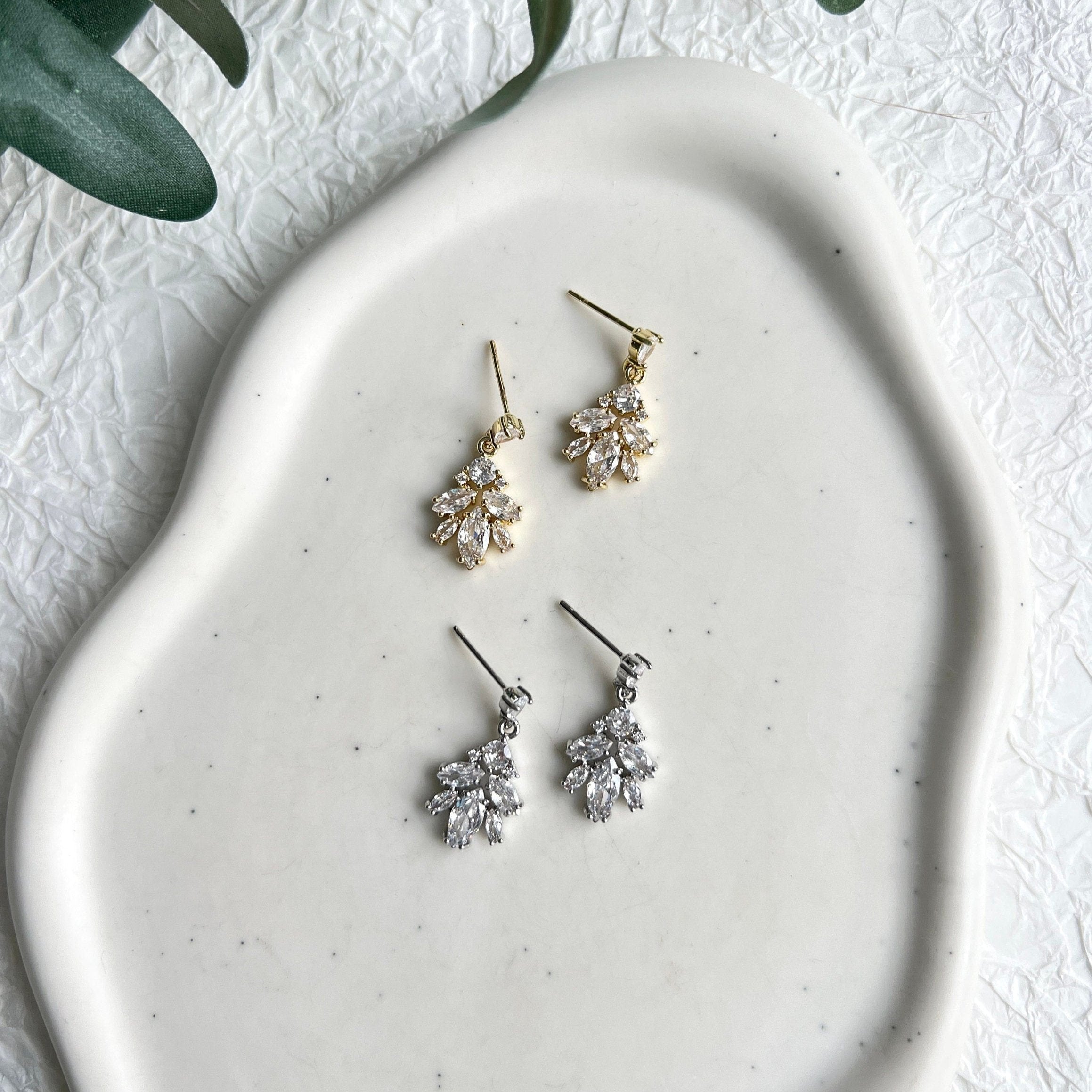 Ohrstecker, silber, funkelnde Ohrringe, Brautschmuck, Standesamt, Brautjungfer, Cubic Zirconia, silberne Brautohrringe