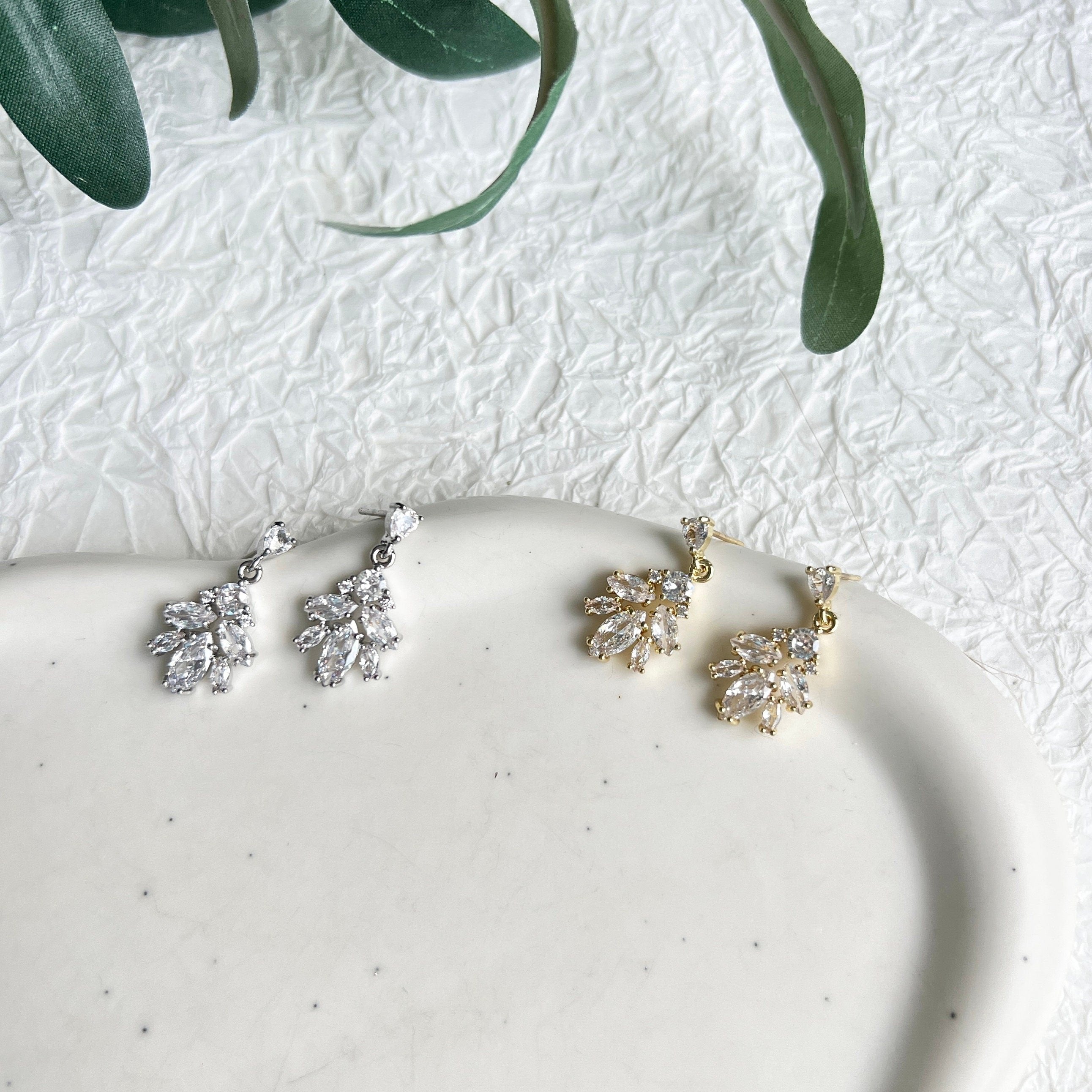 Ohrstecker, silber, funkelnde Ohrringe, Brautschmuck, Standesamt, Brautjungfer, Cubic Zirconia, silberne Brautohrringe