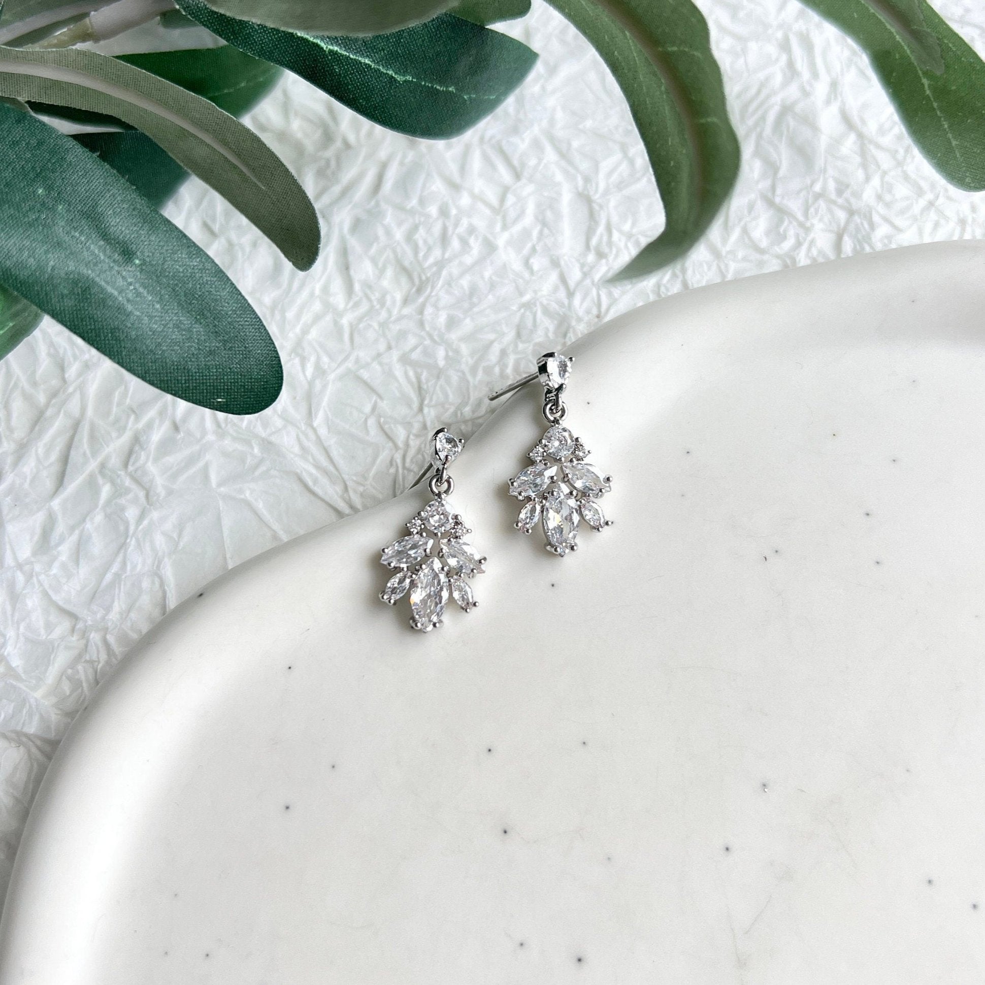 Ohrstecker, silber, funkelnde Ohrringe, Brautschmuck, Standesamt, Brautjungfer, Cubic Zirconia, silberne Brautohrringe