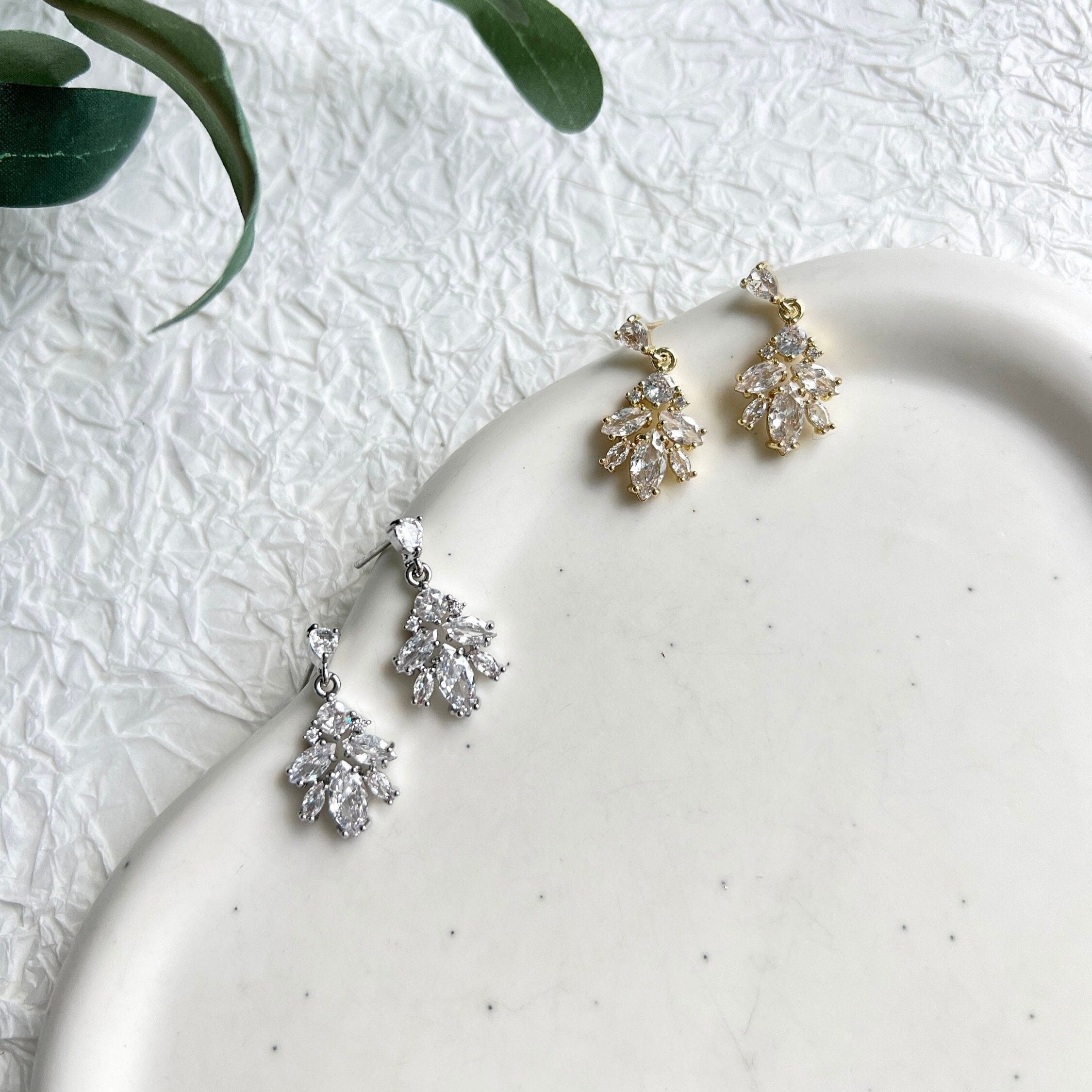 Ohrstecker, silber, funkelnde Ohrringe, Brautschmuck, Standesamt, Brautjungfer, Cubic Zirconia, silberne Brautohrringe