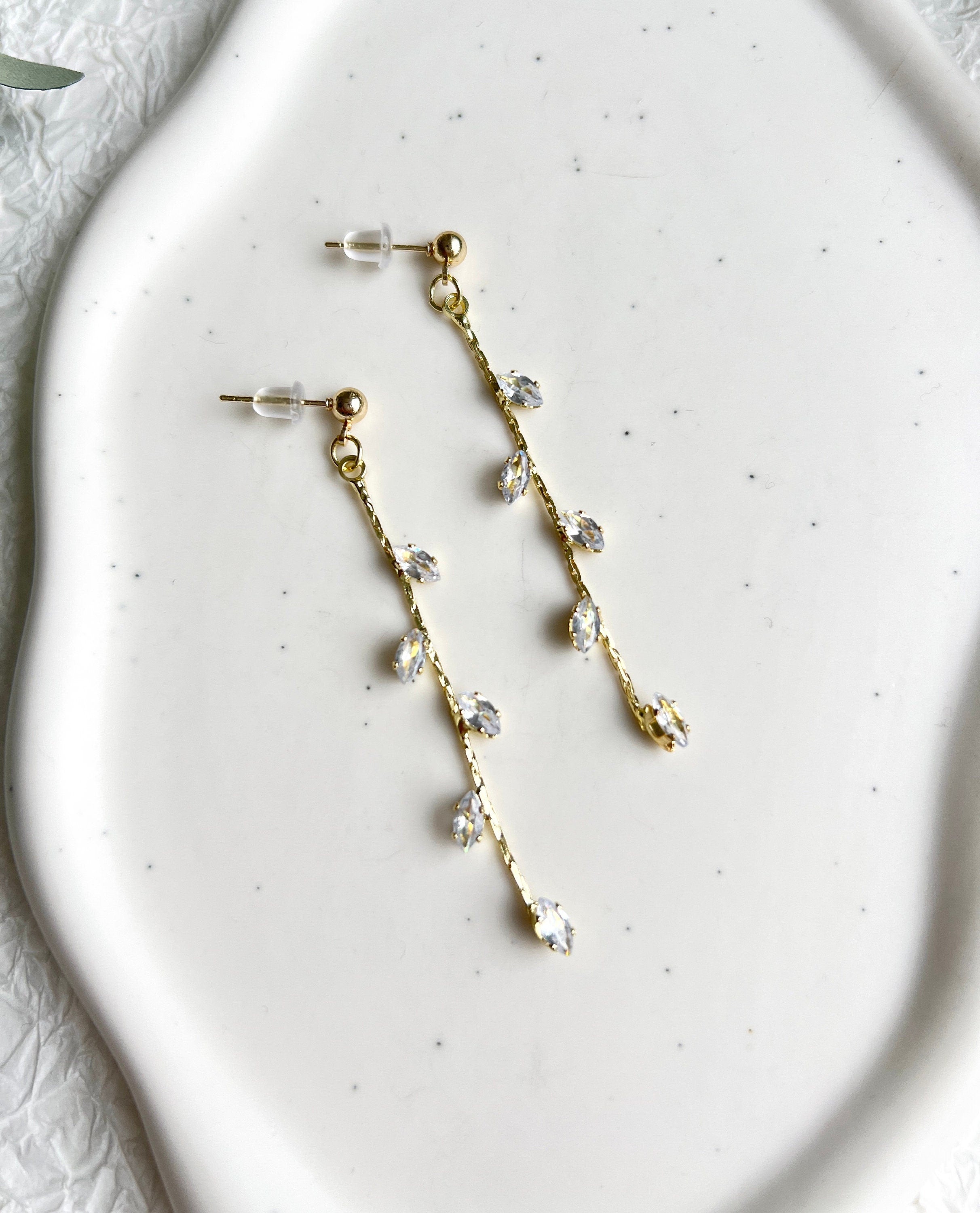 Braut Ohrringe, gold, silber oder roségold, funkelnde Hängeohrringe, Brautschmuck, Cubic - Silber-Ohrringe-Schmuckblüte