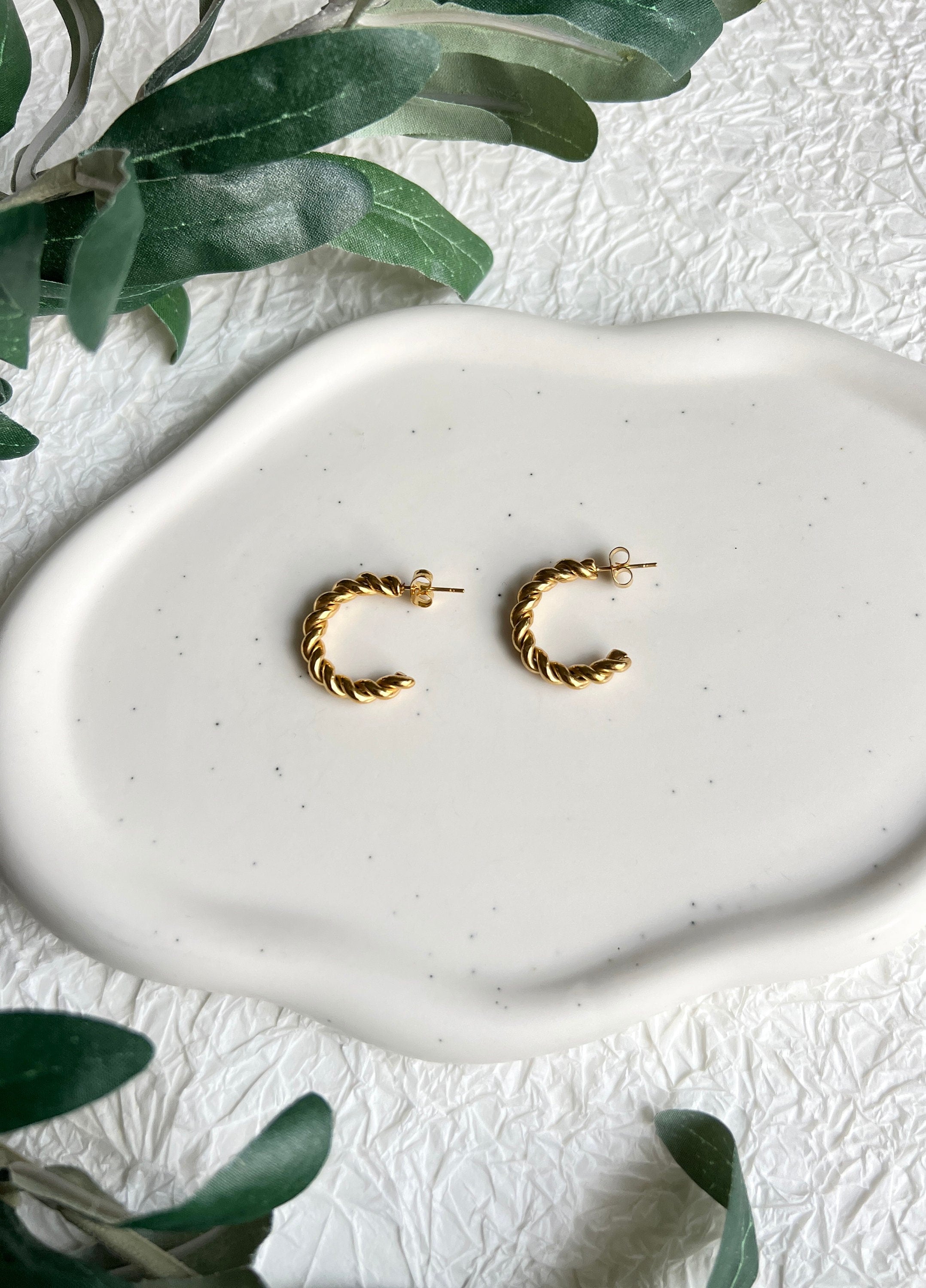 Creolen, Ohrringe Gold, rund, gedreht, moderne Ohrringe, minimalistisch, verschiedene - groß (4cm)-Ohrringe-Schmuckblüte