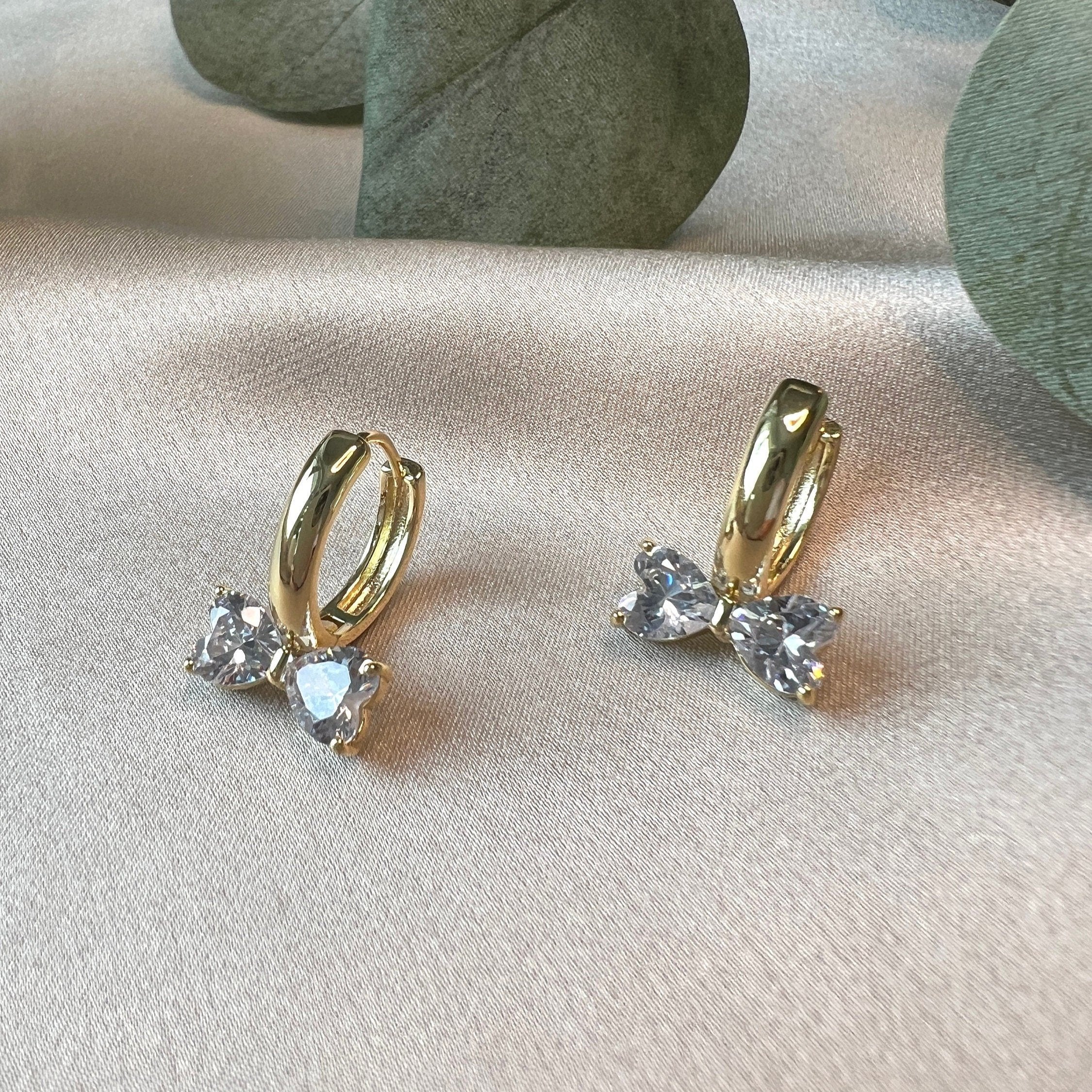 Creolen gold, funkelnde Schleife, runde Ohrringe Zirkoniasteine, Brautschmuck, Schmuck für Damen, elegante Ohrringe-Ohrringe-Schmuckblüte
