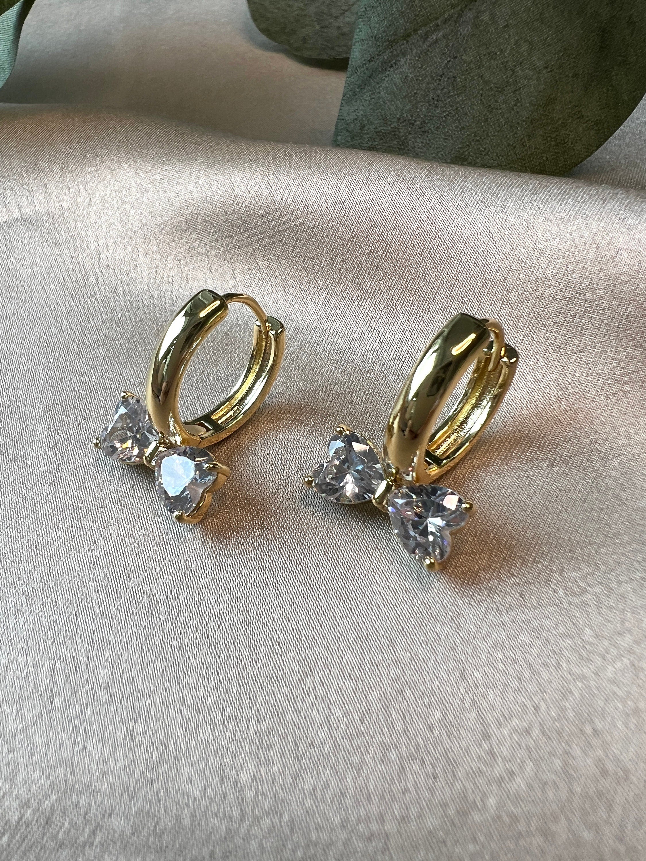 Creolen gold, funkelnde Schleife, runde Ohrringe Zirkoniasteine, Brautschmuck, Schmuck für Damen, elegante Ohrringe-Ohrringe-Schmuckblüte